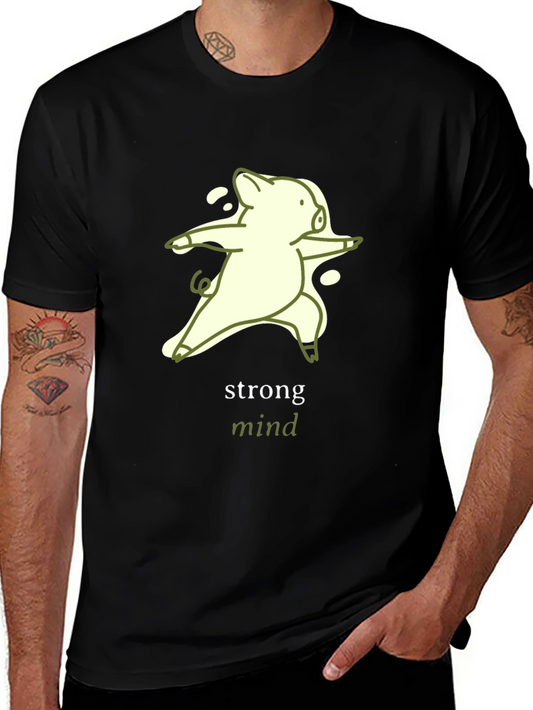 Strong Mind Yoga Pig T-Shirt - Unisex Black Tee