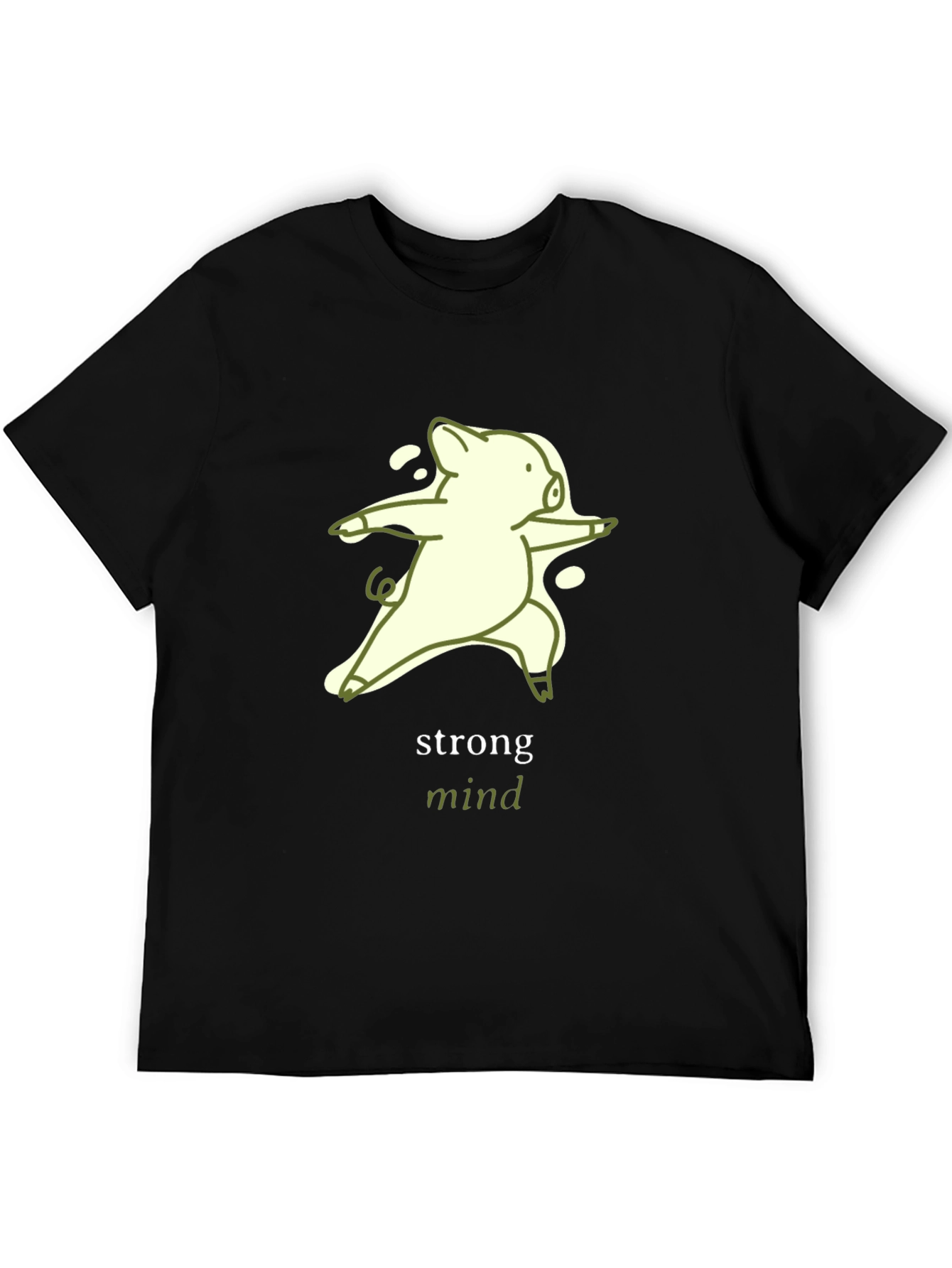 Strong Mind Yoga Pig T-Shirt - Unisex Black Tee