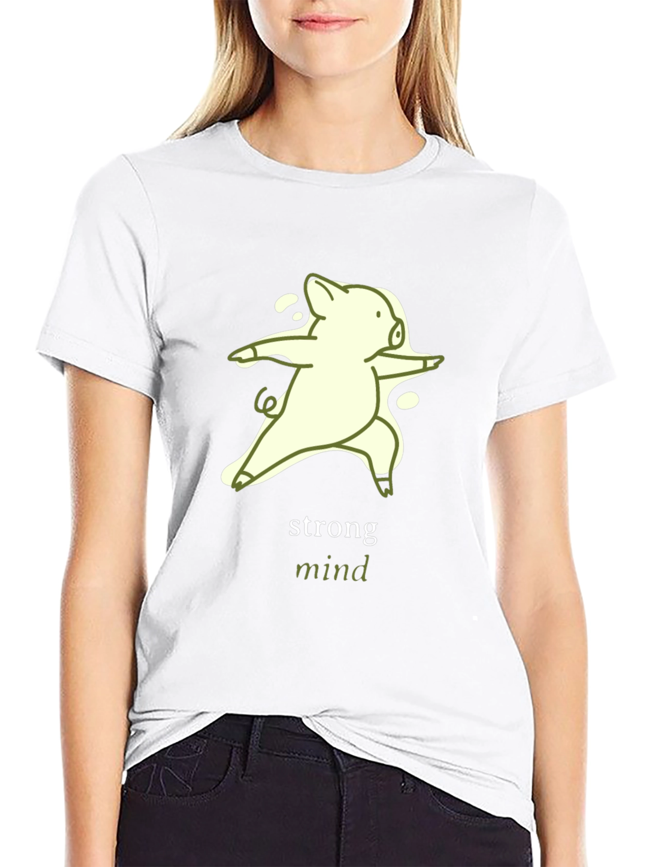 Strong Mind Yoga Pig T-Shirt - Unisex Black Tee