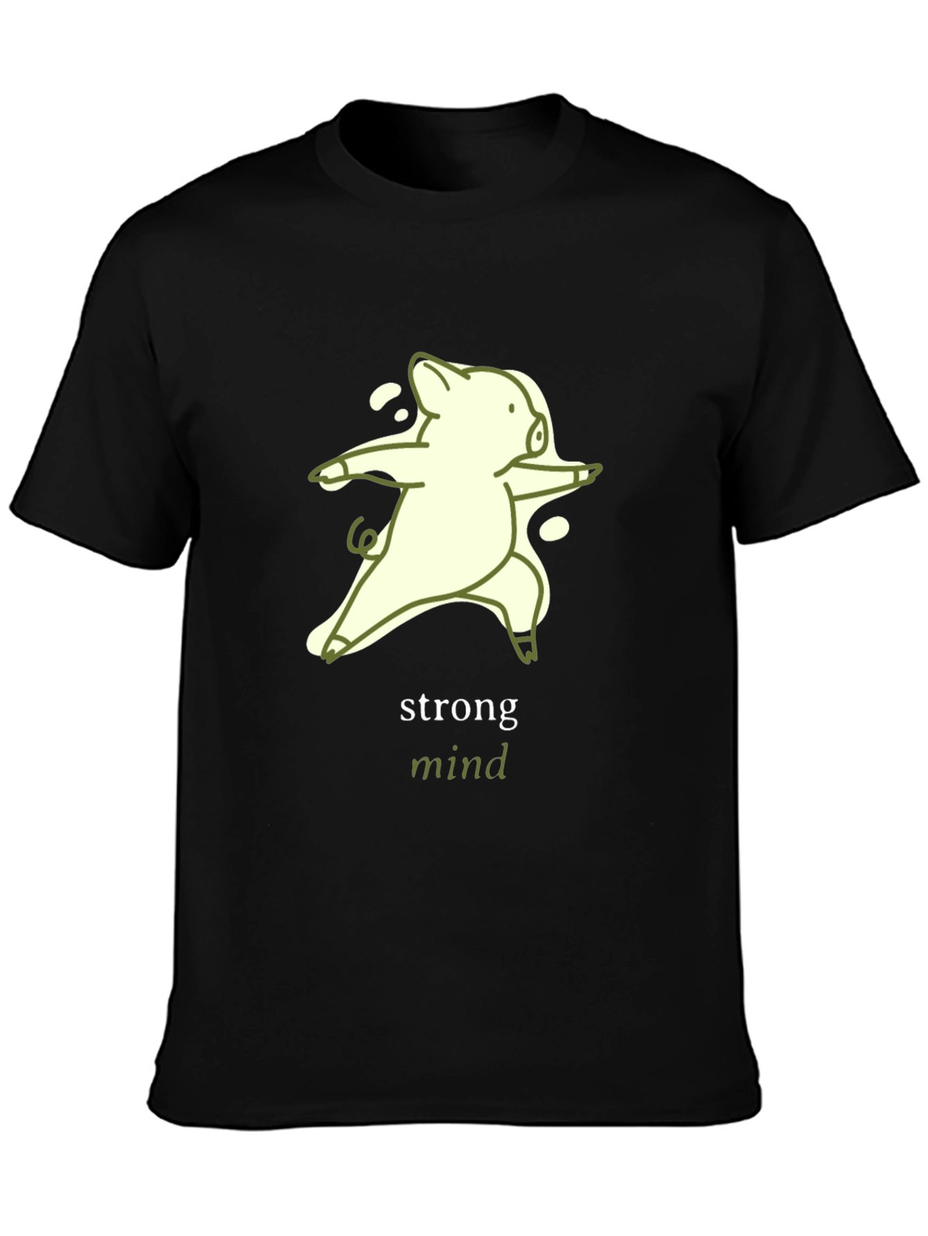 Strong Mind Yoga Pig T-Shirt - Unisex Black Tee