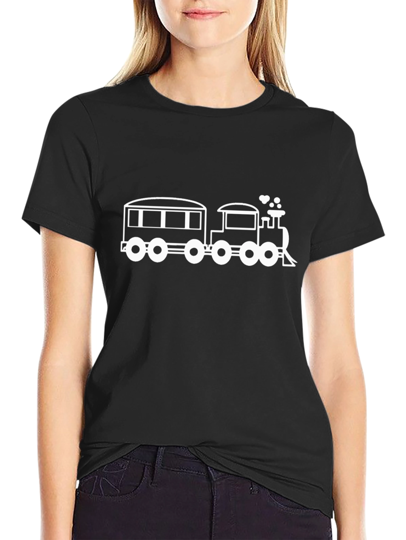 Train Graphic Tee - Black Cotton T-Shirt