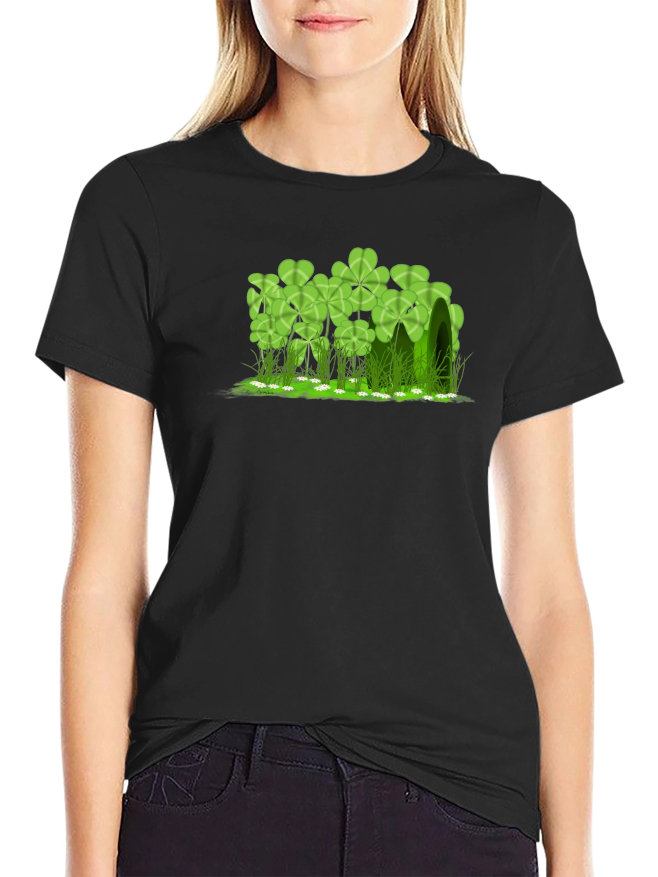 Lucky Clover Graphic Black T-Shirt