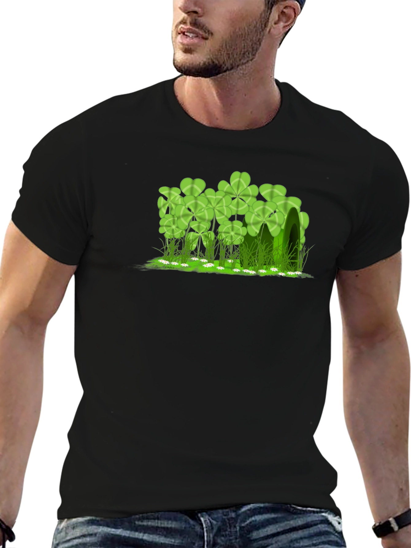 Lucky Clover Graphic Black T-Shirt