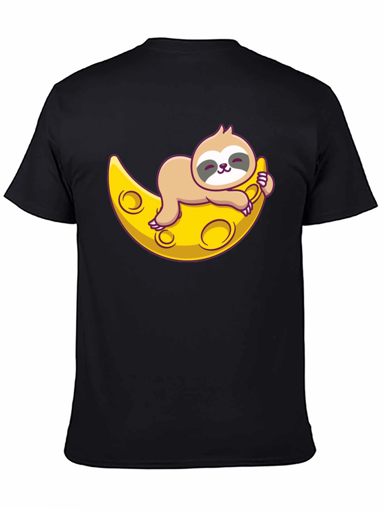Cute Sloth Moon Graphic Tee - Relaxed Fit T-Shirt