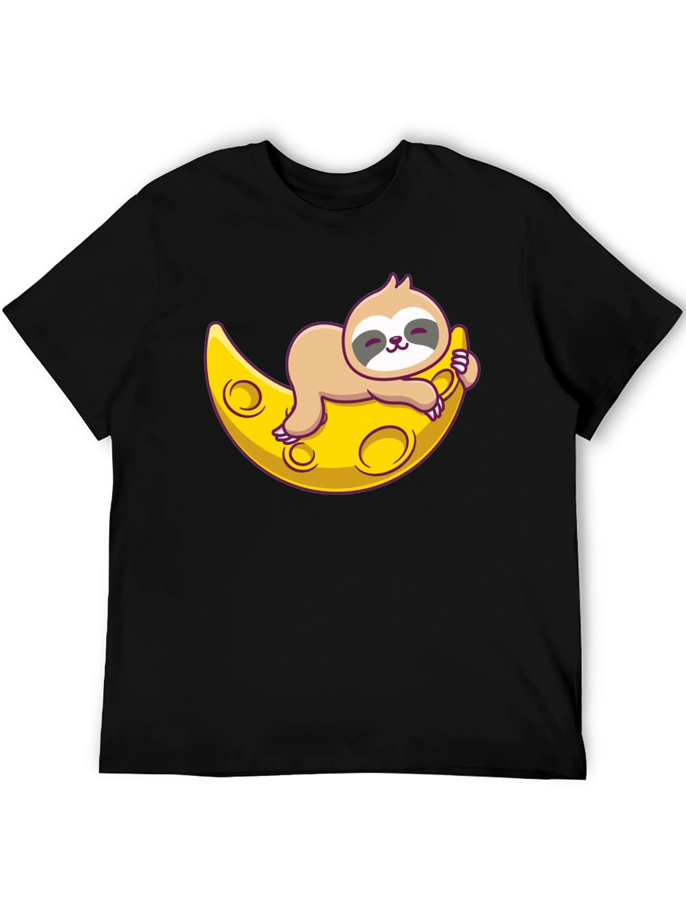 Cute Sloth Moon Graphic Tee - Relaxed Fit T-Shirt
