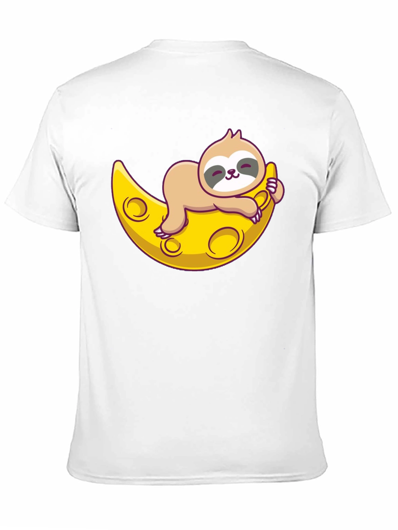 Cute Sloth Moon Graphic Tee - Relaxed Fit T-Shirt