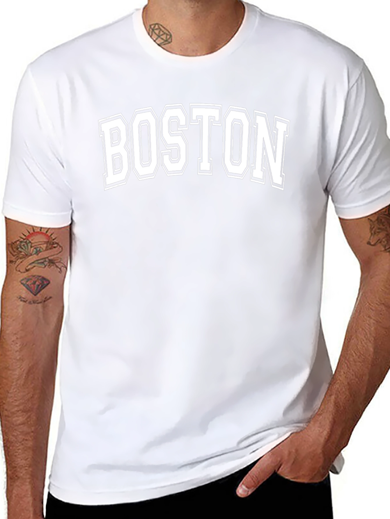 Boston Graphic Print Mens Black T-Shirt