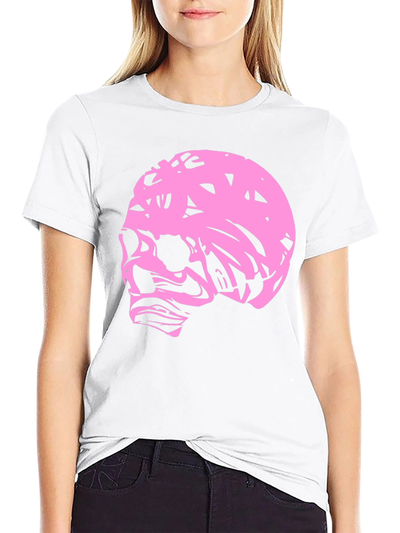 Pink Skull Graphic Black T-Shirt