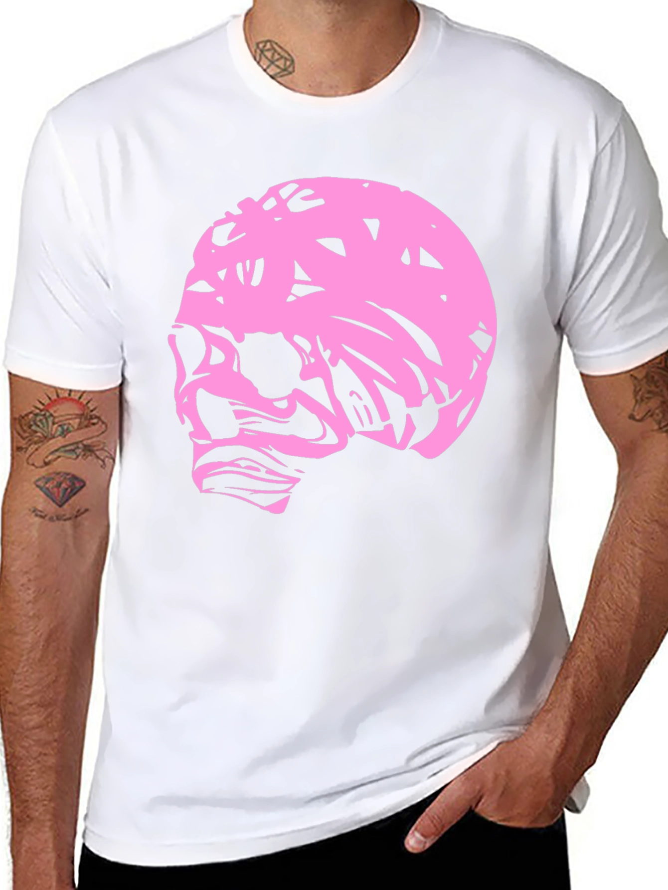 Pink Skull Graphic Black T-Shirt
