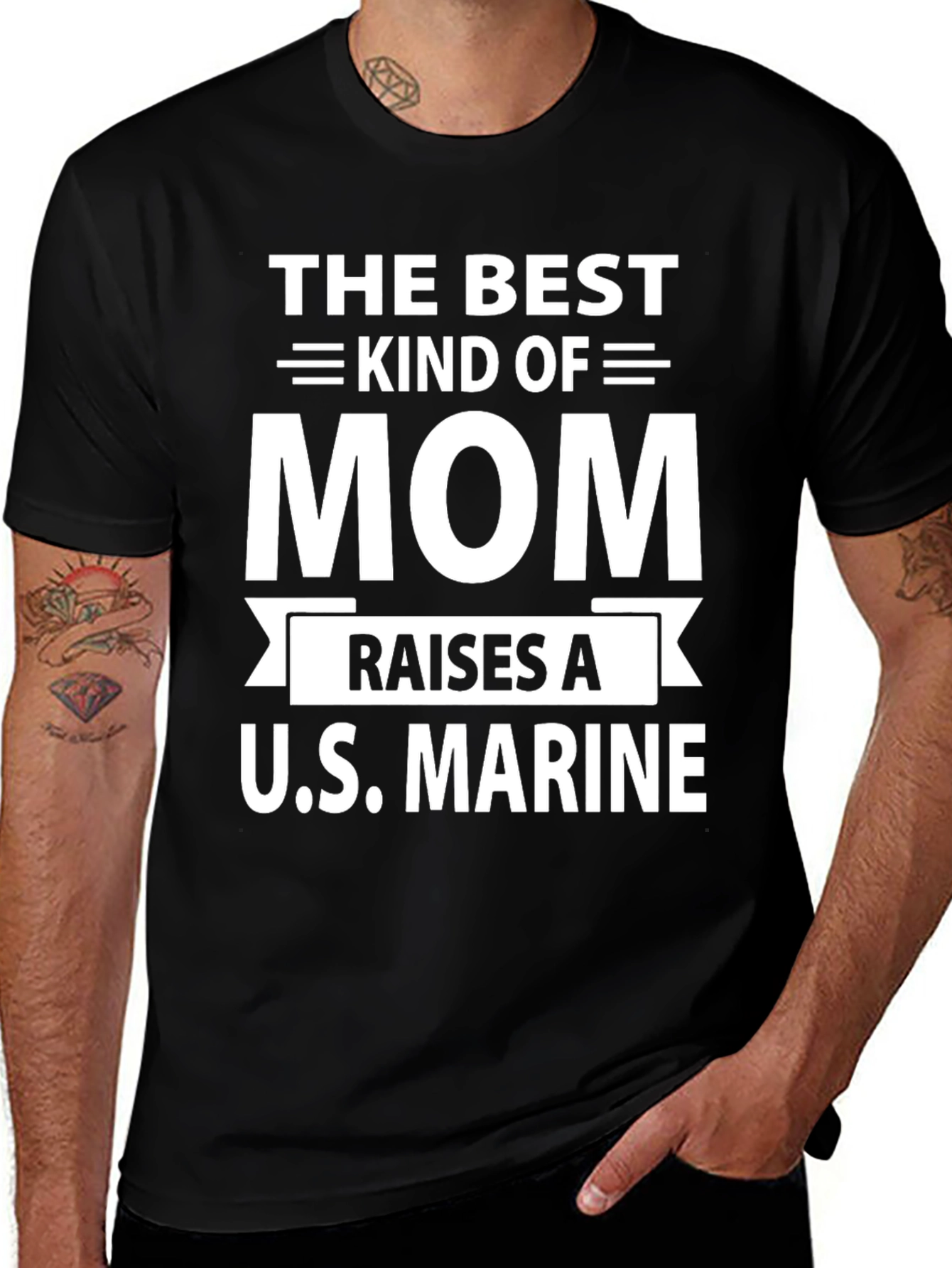Best Kind of Mom U.S. Marine Black T-Shirt