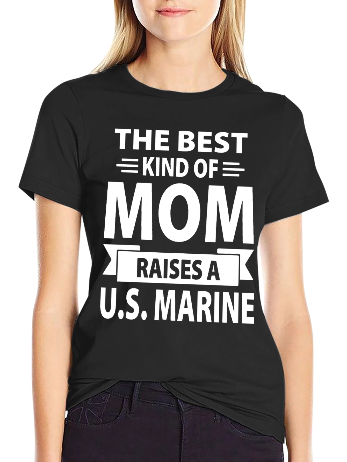 Best Kind of Mom U.S. Marine Black T-Shirt