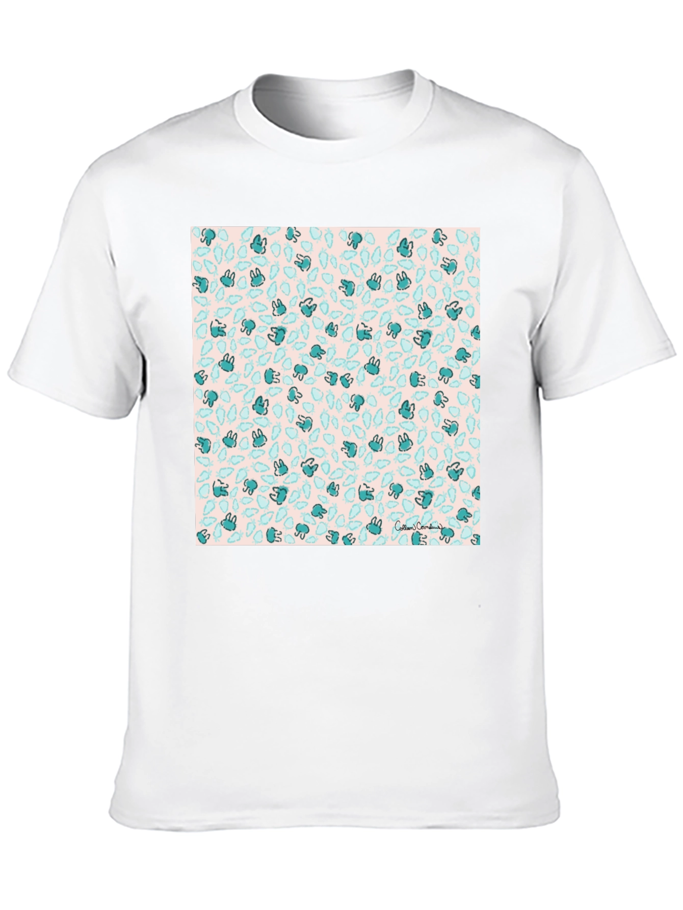 Bunny Pattern Black T-Shirt