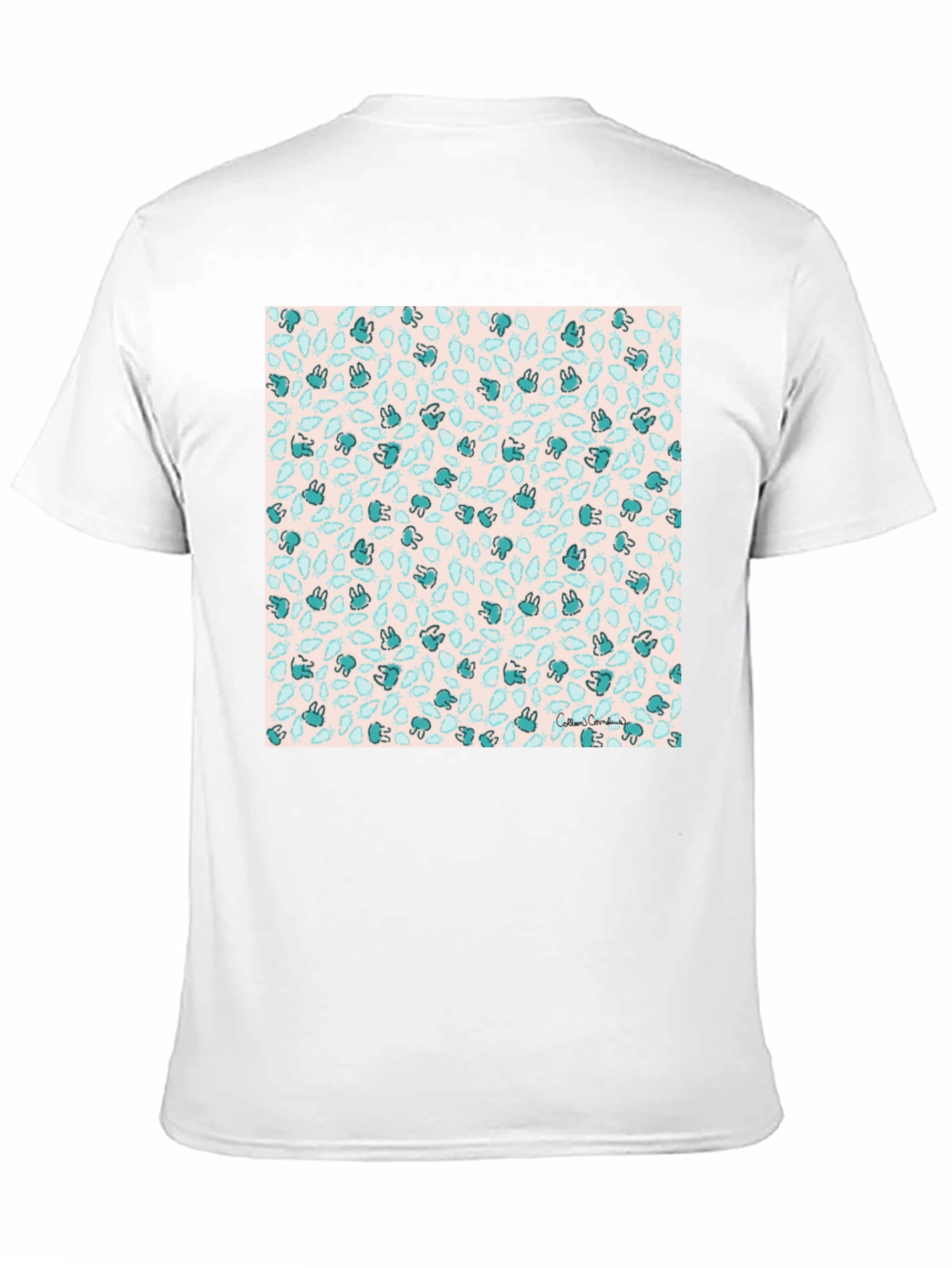 Bunny Pattern Black T-Shirt