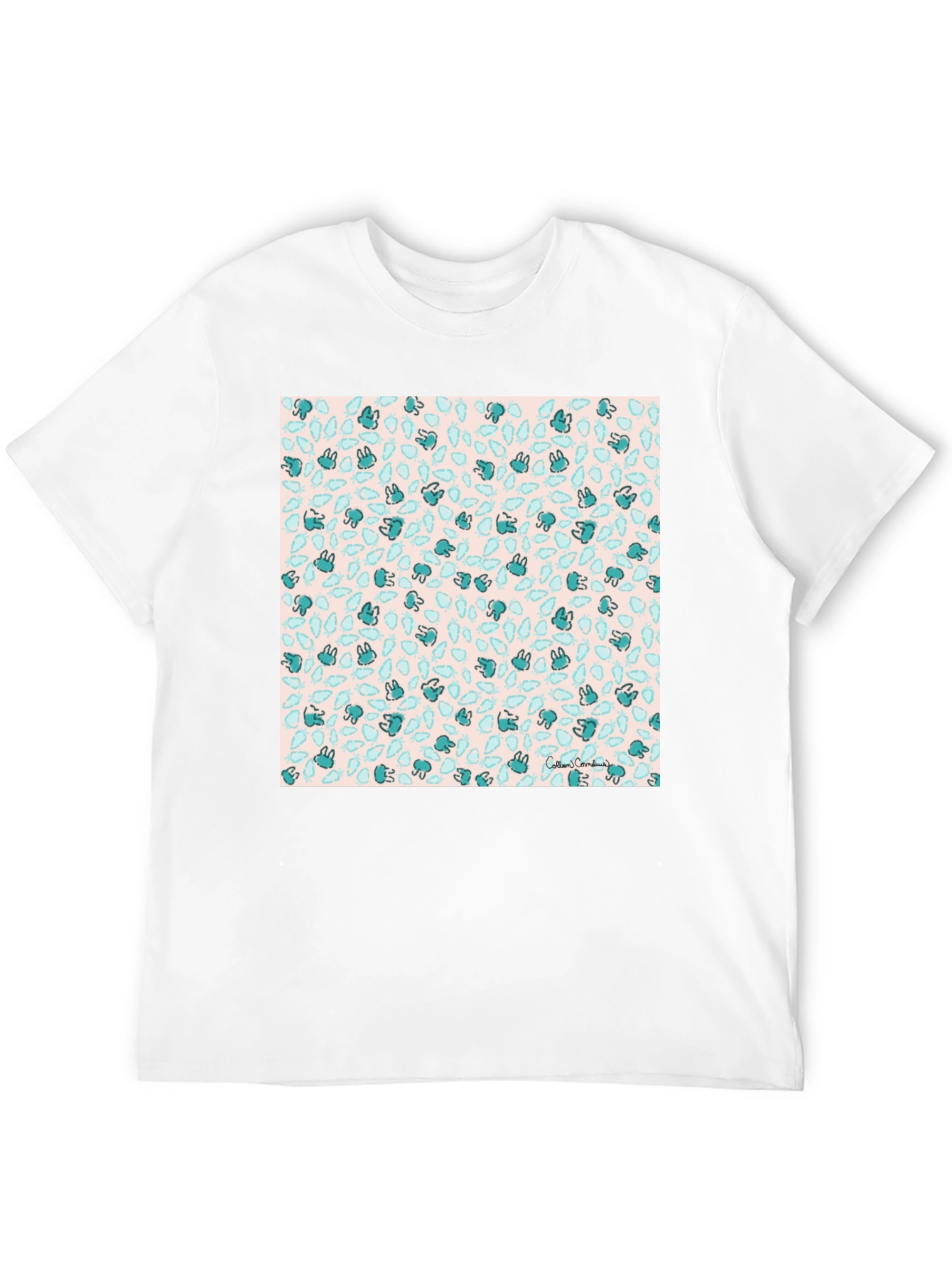 Bunny Pattern Black T-Shirt