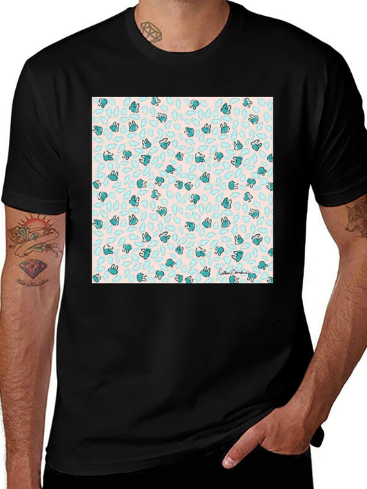 Bunny Pattern Black T-Shirt