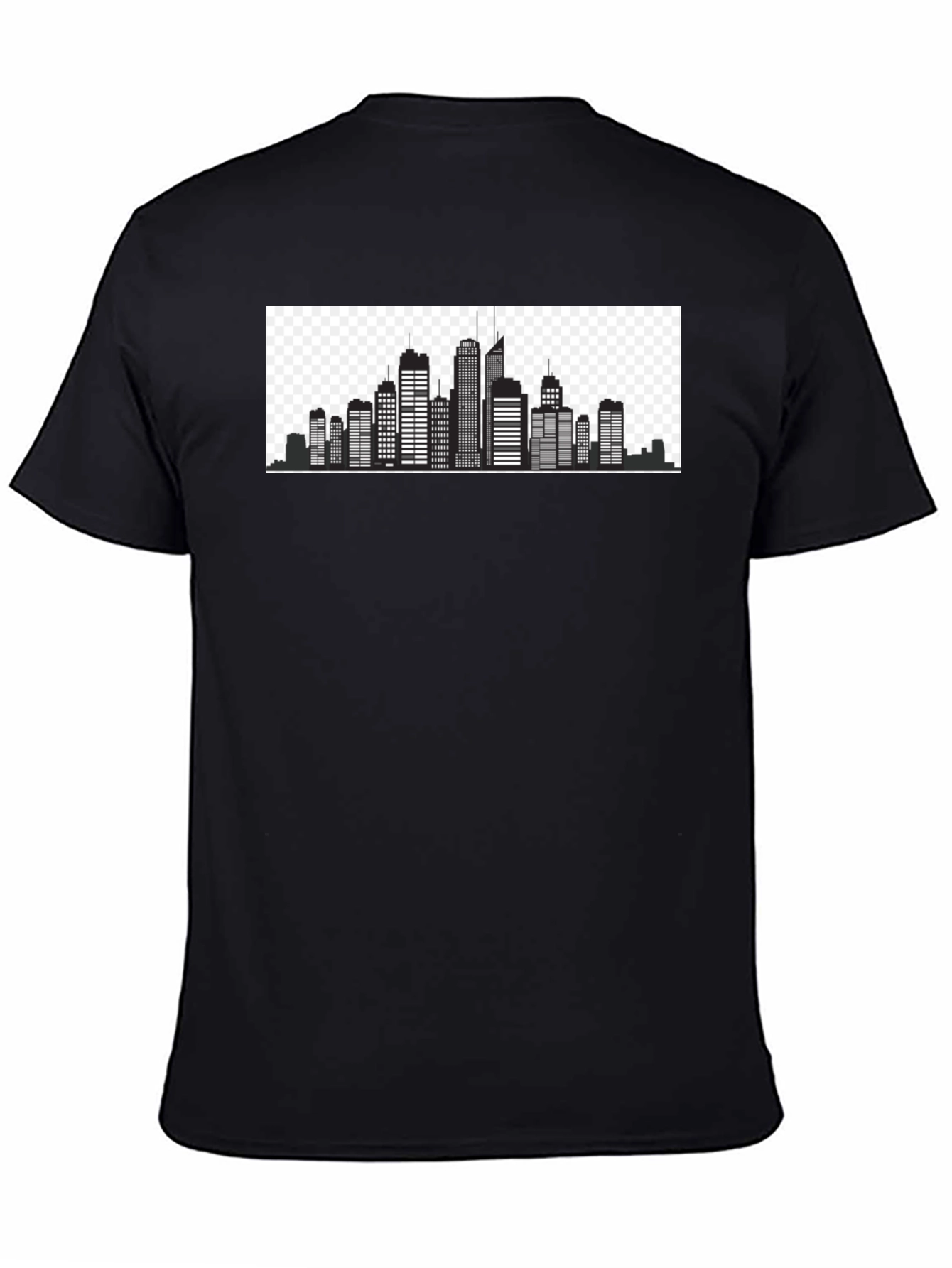 Urban Skyline Graphic Tee - Black Cotton T-Shirt