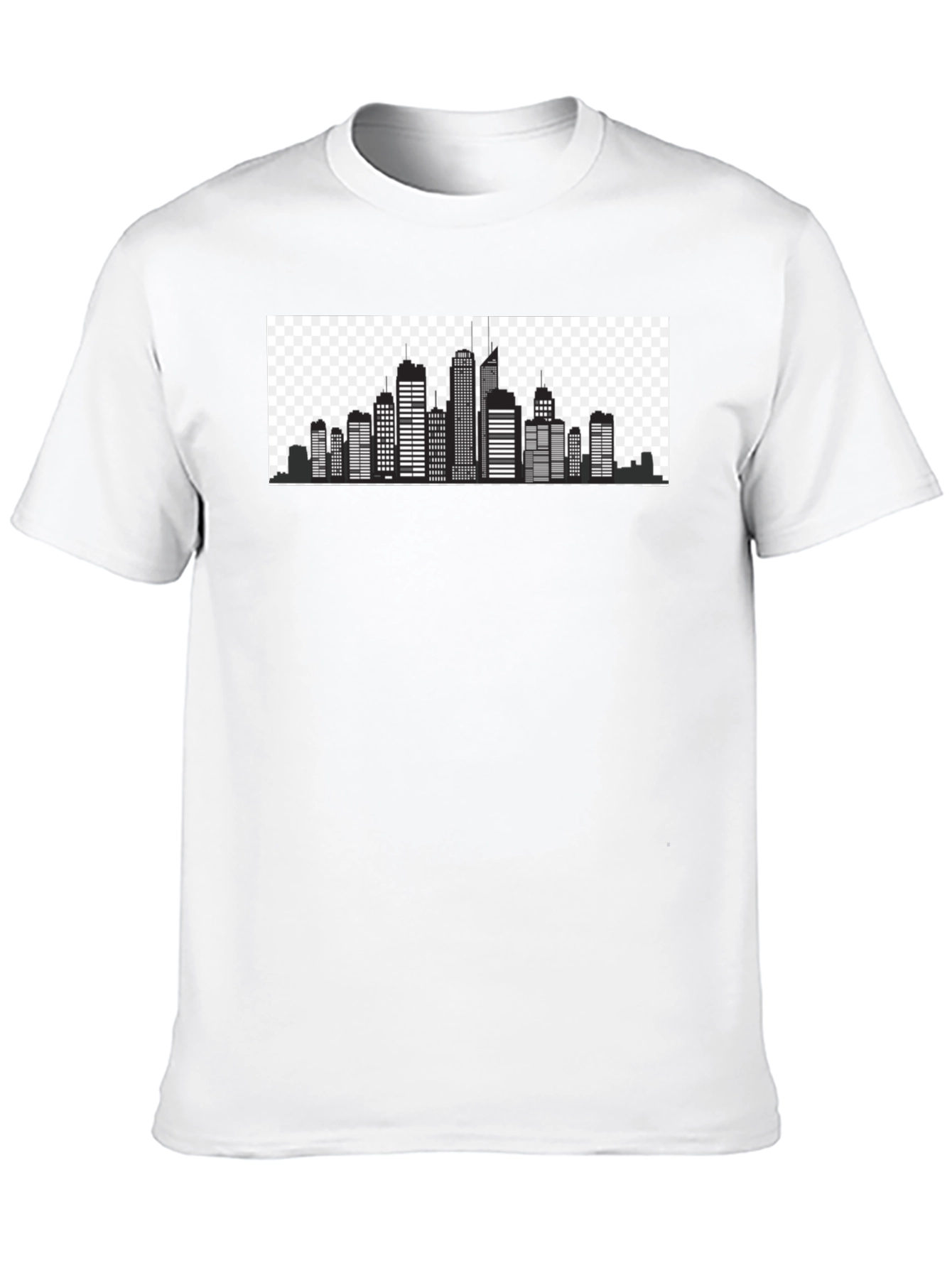 Urban Skyline Graphic Tee - Black Cotton T-Shirt