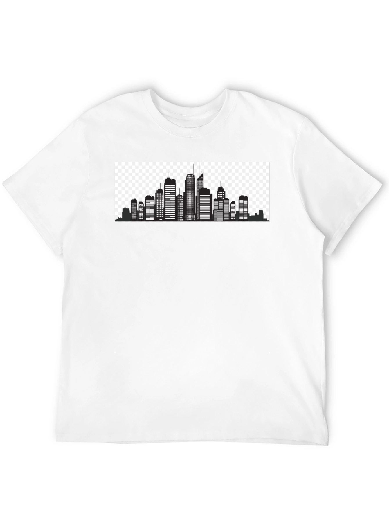 Urban Skyline Graphic Tee - Black Cotton T-Shirt