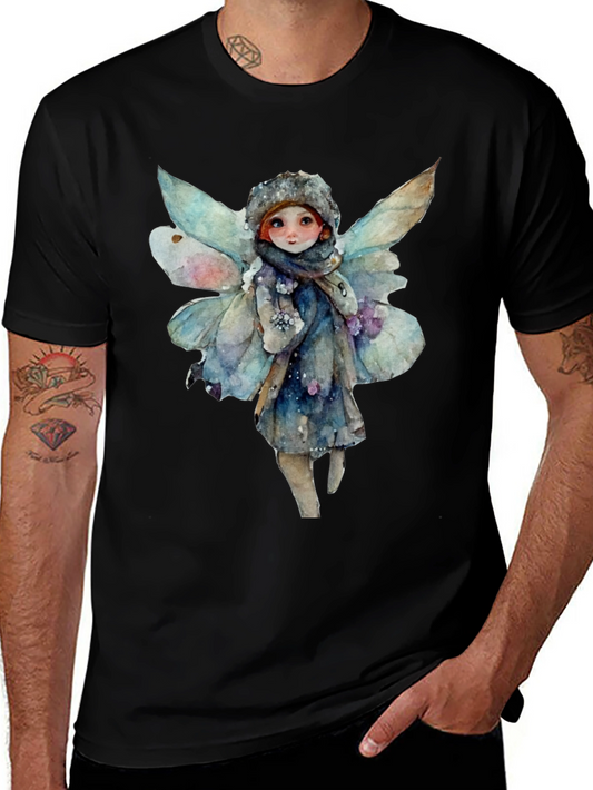 Winter Fairy Graphic Tee - Unique Watercolor Design