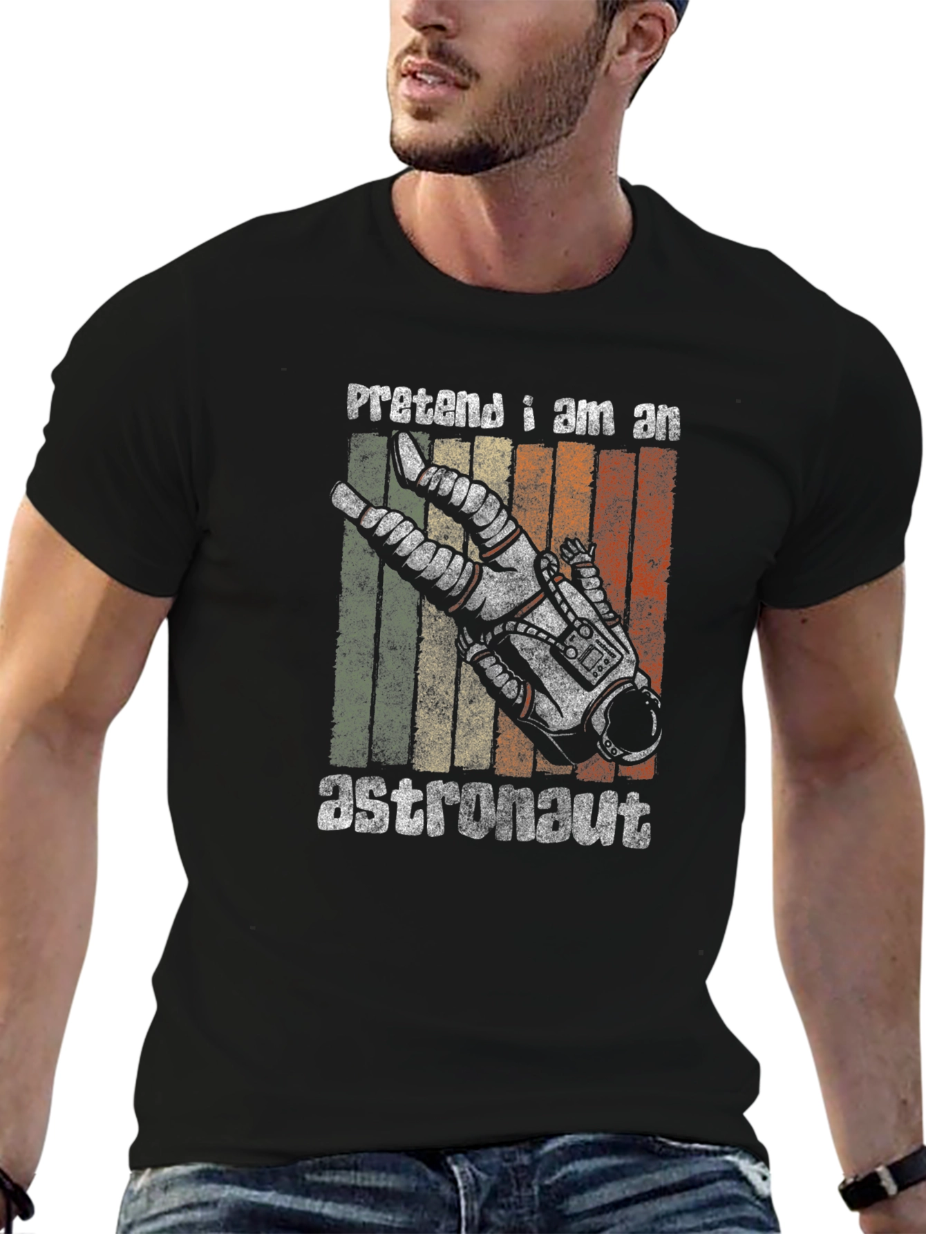 Retro Pretend I Am An Astronaut Graphic T-Shirt