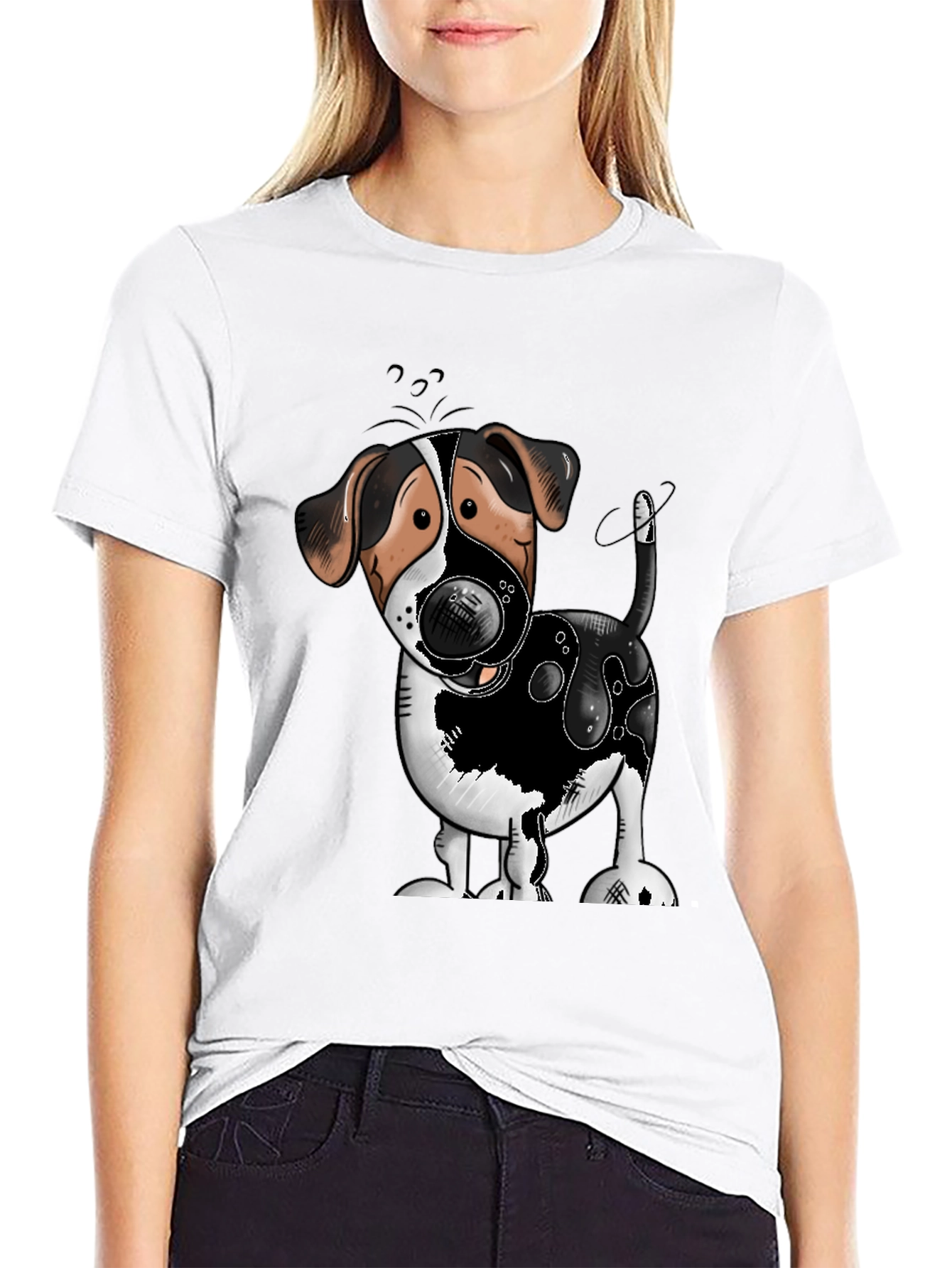 Cute Dog Cartoon Graphic T-Shirt