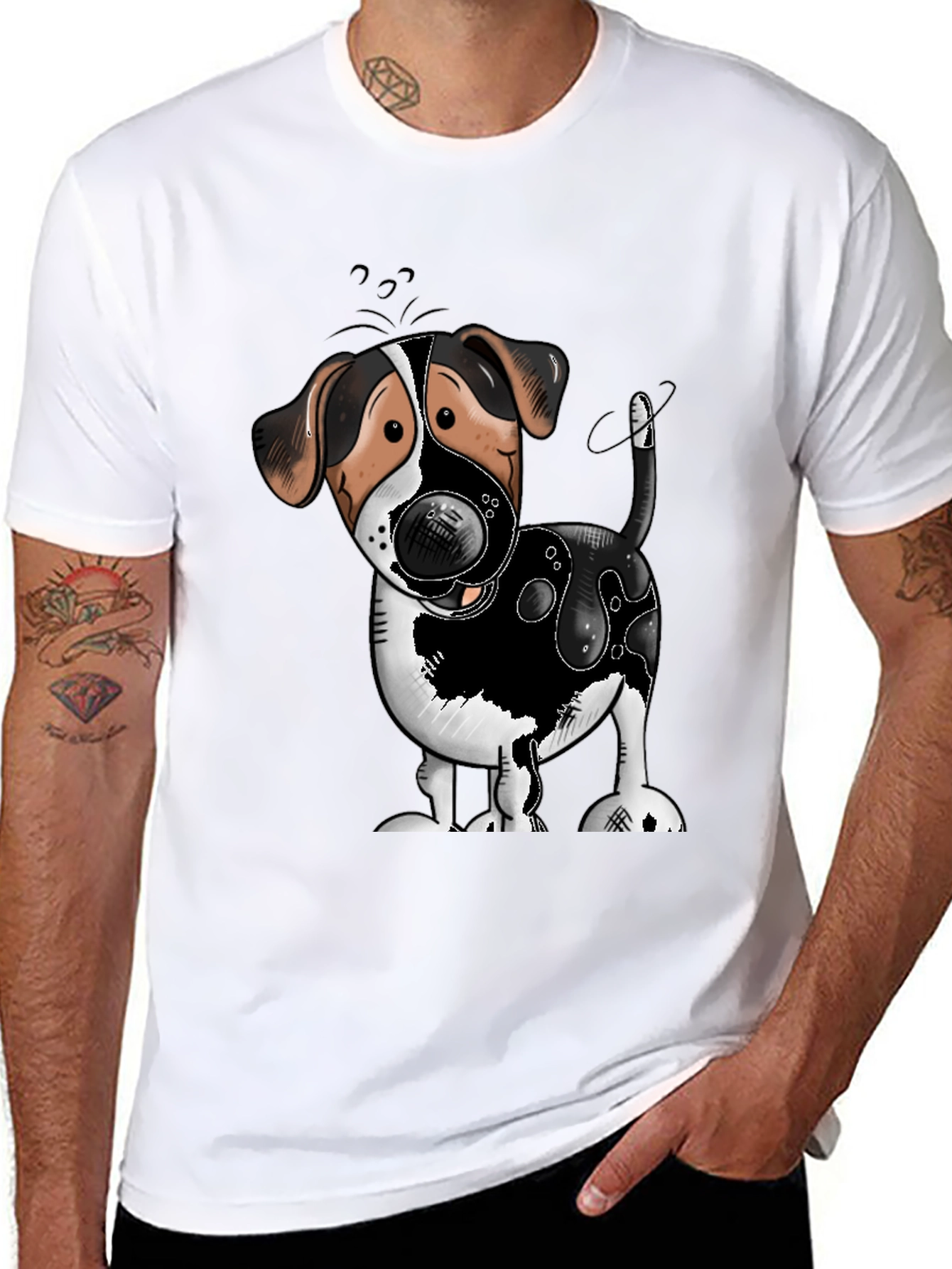 Cute Dog Cartoon Graphic T-Shirt