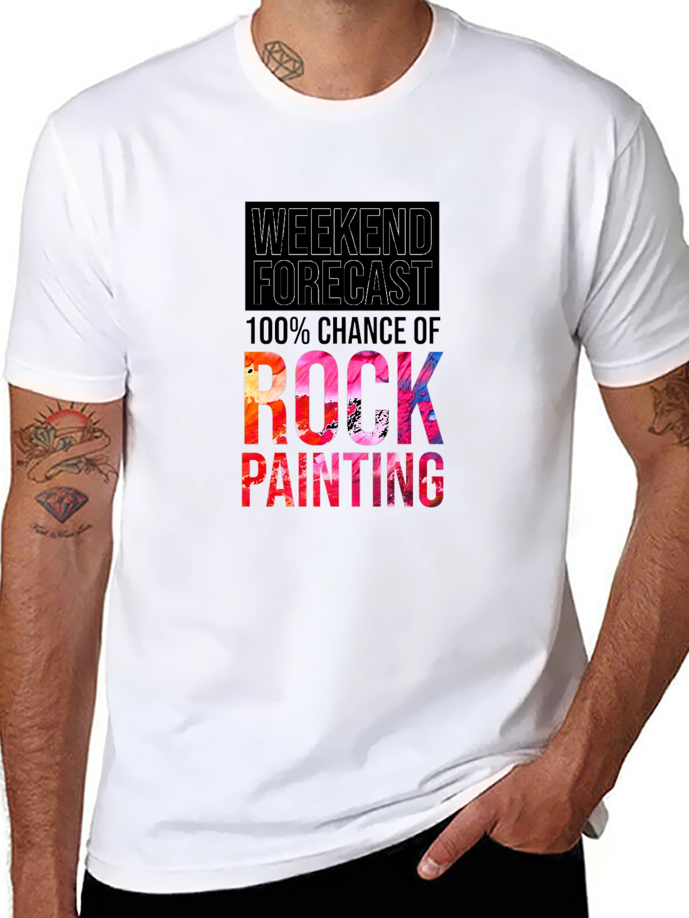 Weekend Forecast Rock Painting T-Shirt