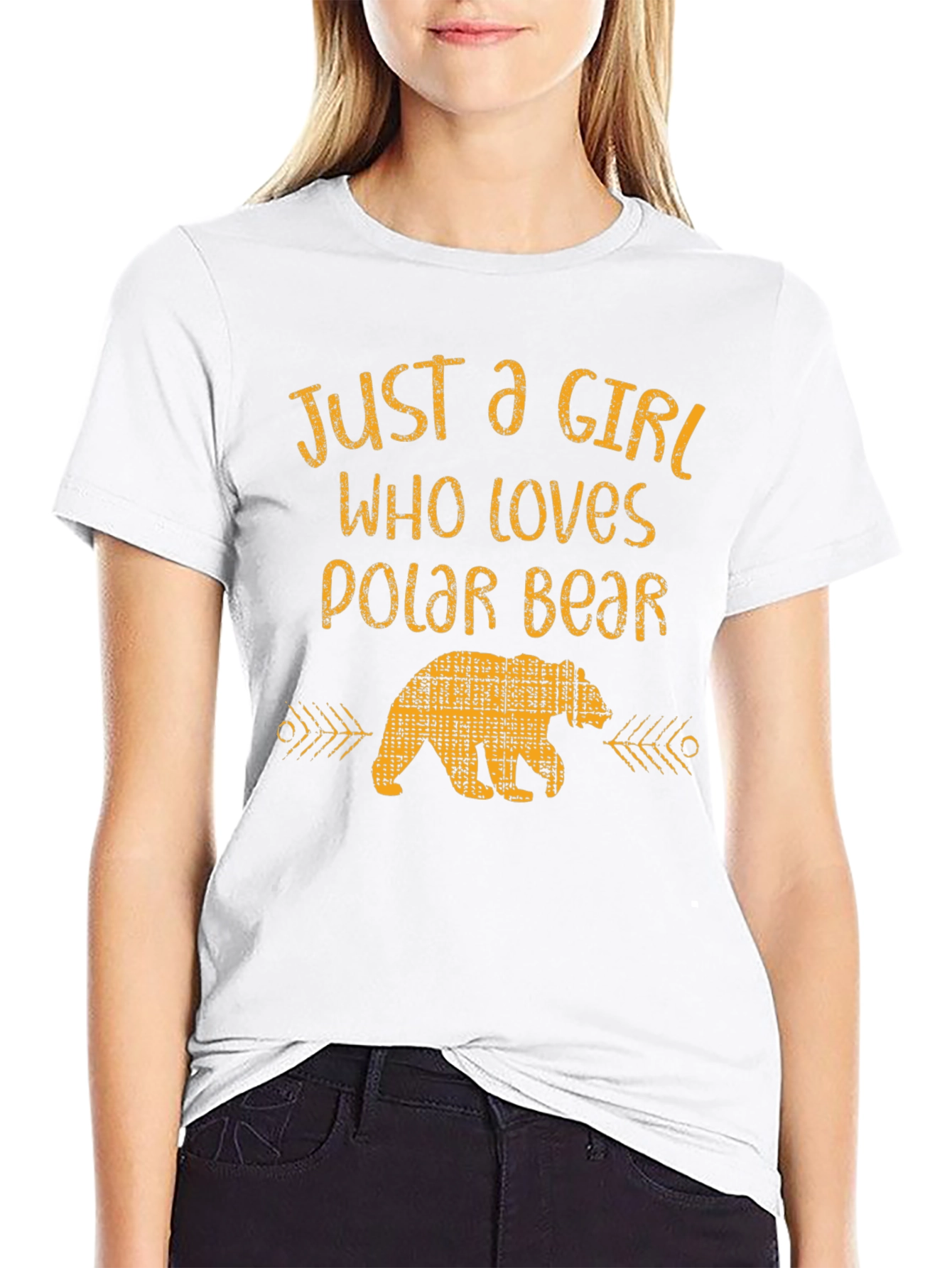 Girl Who Loves Polar Bear Black Graphic T-Shirt