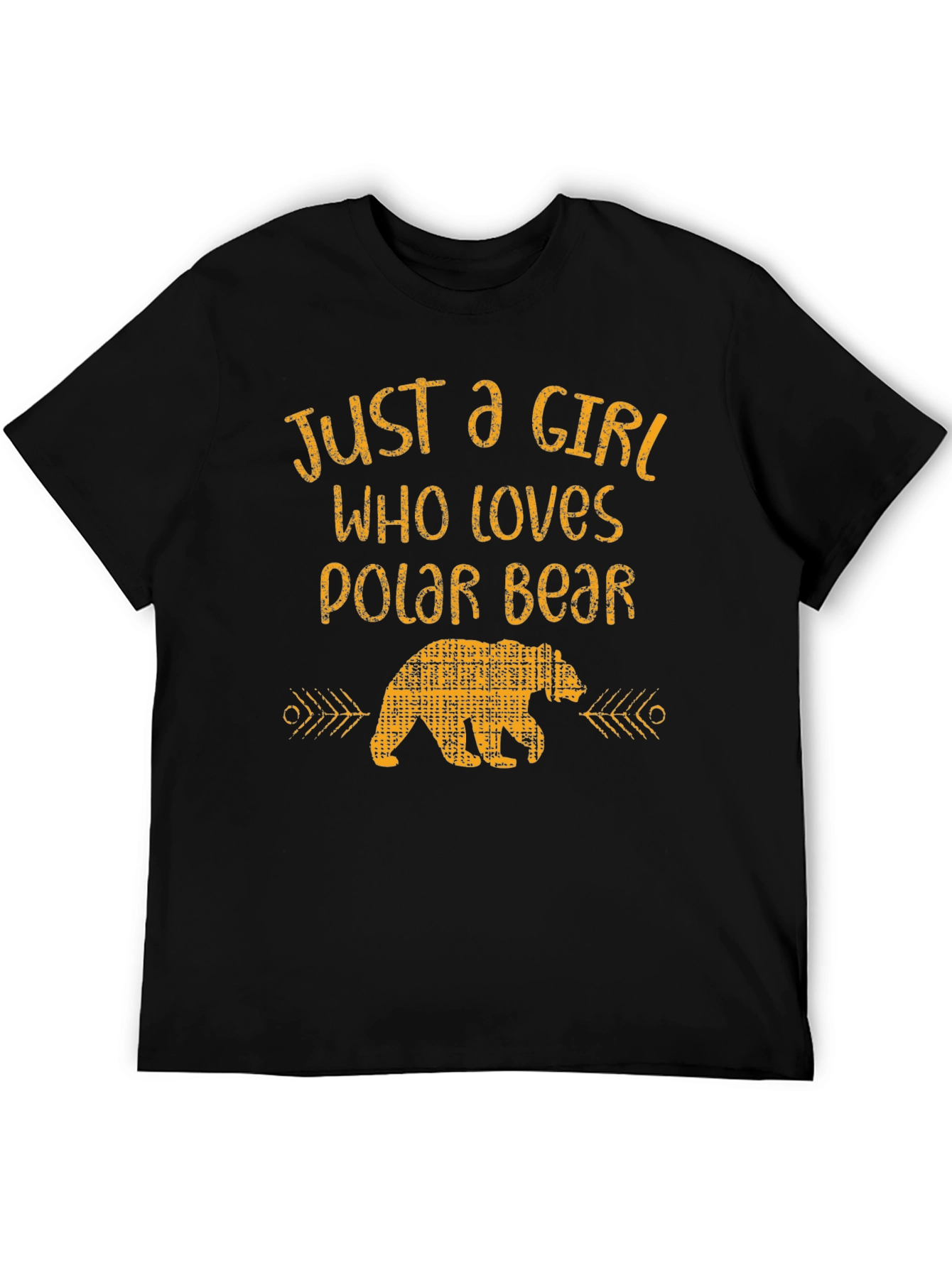 Girl Who Loves Polar Bear Black Graphic T-Shirt