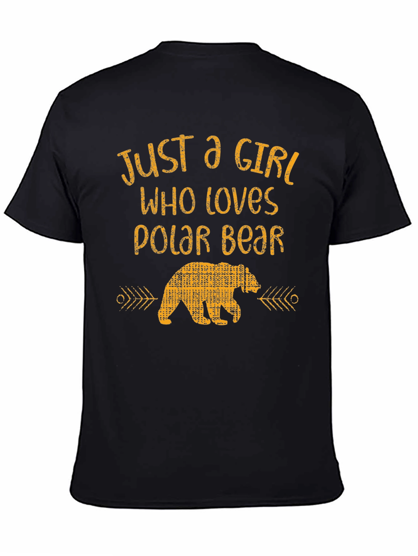 Girl Who Loves Polar Bear Black Graphic T-Shirt