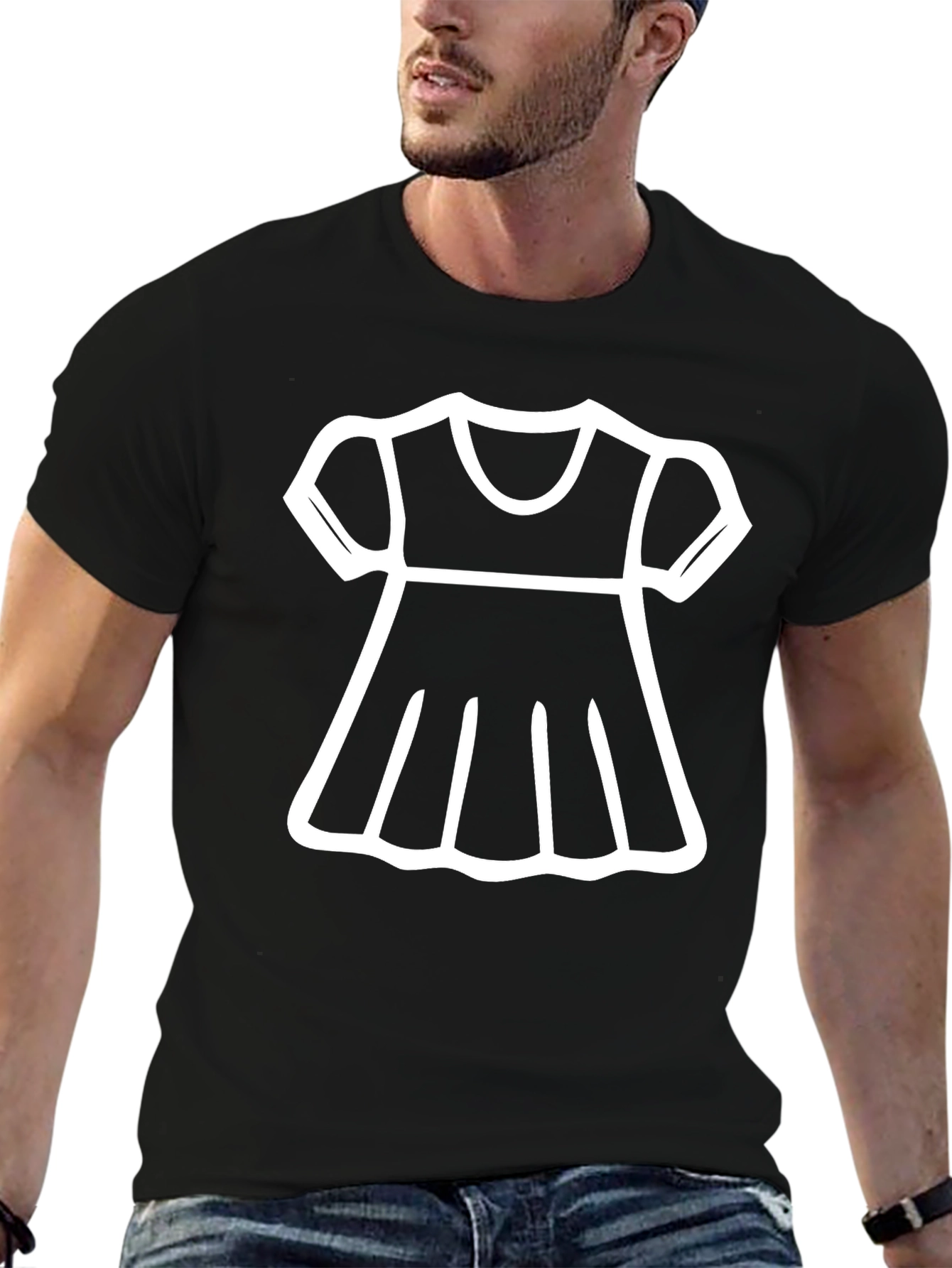 Black T-Shirt with Dress Graphic