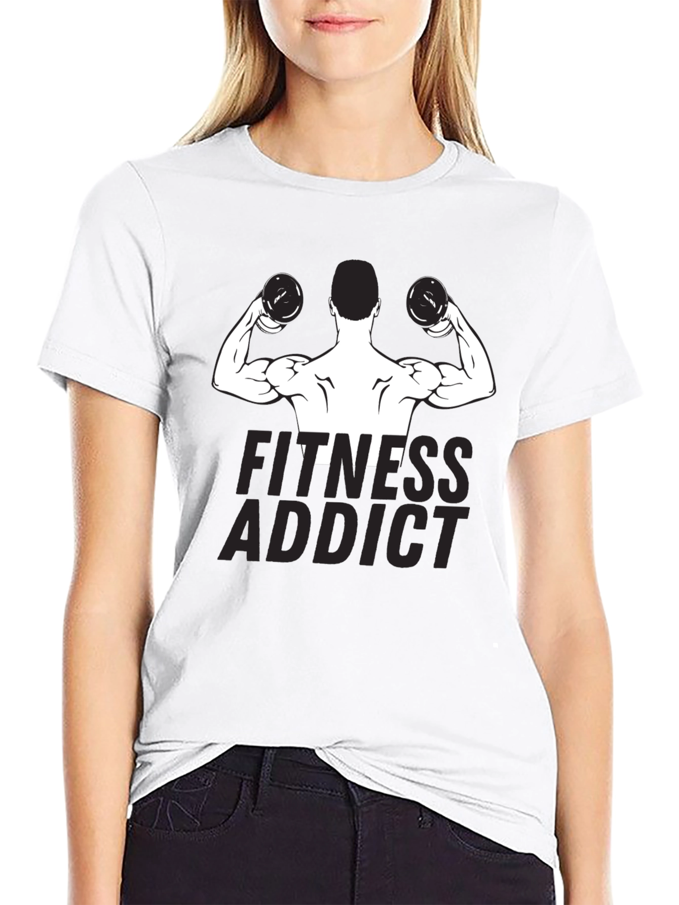 Fitness Addict T-Shirt: Muscle Man Design - Black