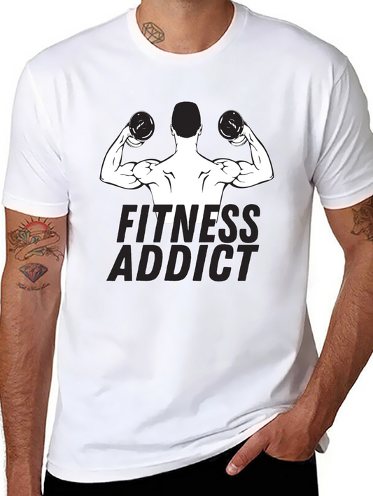 Fitness Addict T-Shirt: Muscle Man Design - Black