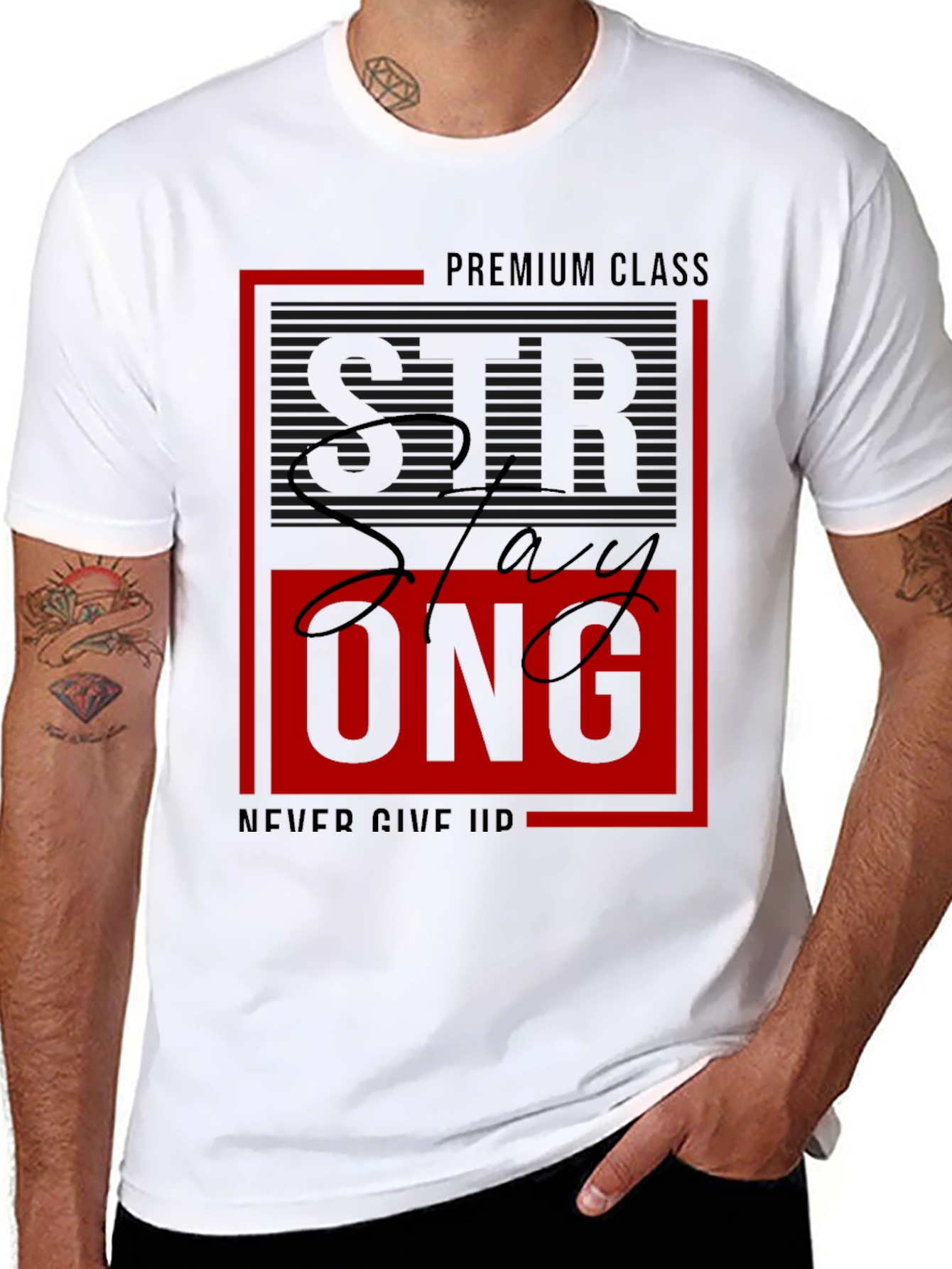 Stay Strong Graphic Tee - Premium Class Black T-Shirt