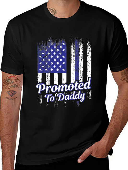 Promoted to Daddy Flag Graphic T-Shirt