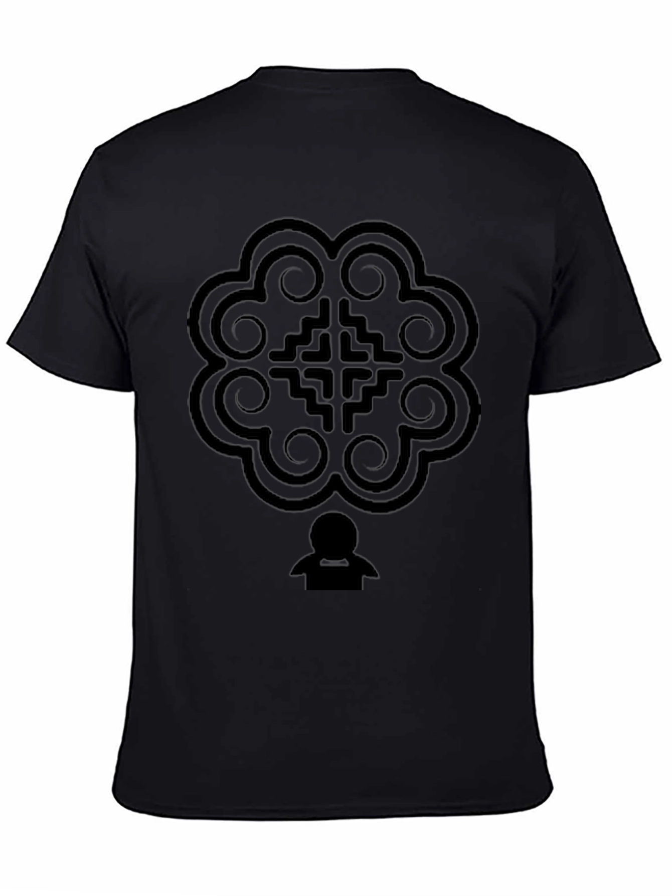 Abstract Graphic T-Shirt - Solid Black Crew Neck Tee