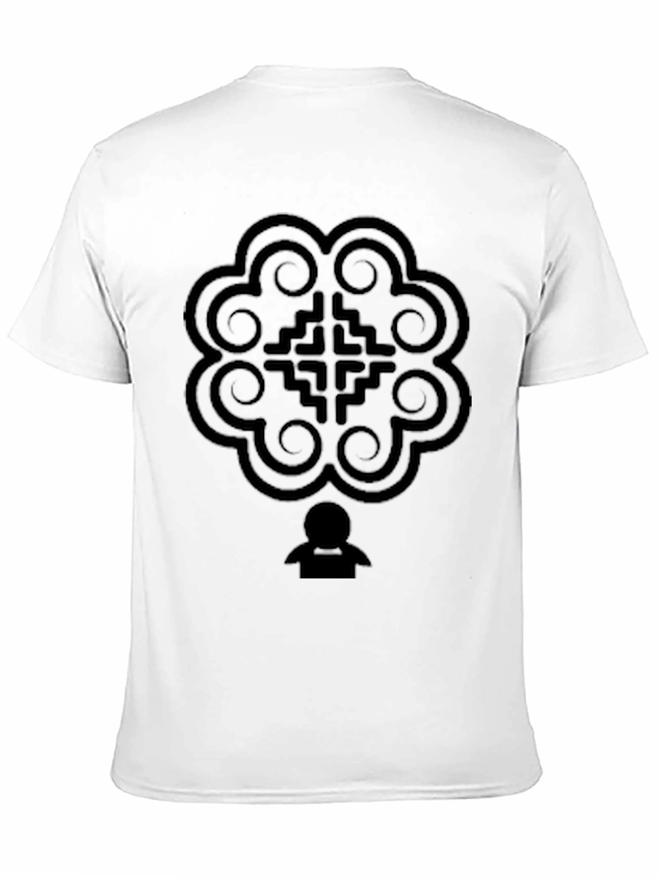 Abstract Graphic T-Shirt - Solid Black Crew Neck Tee