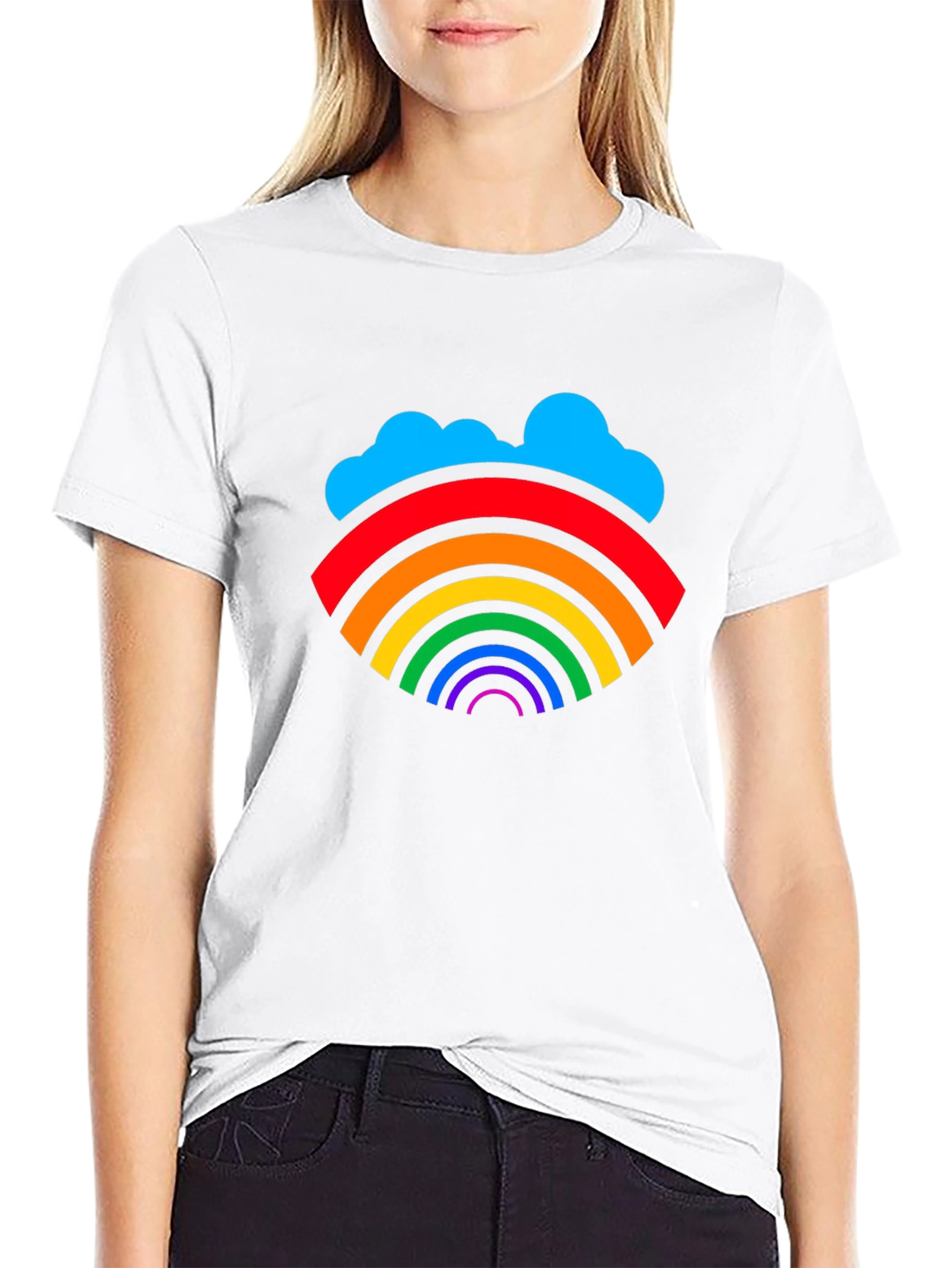 Rainbow Cloud Graphic T-Shirt - Stylish & Unique