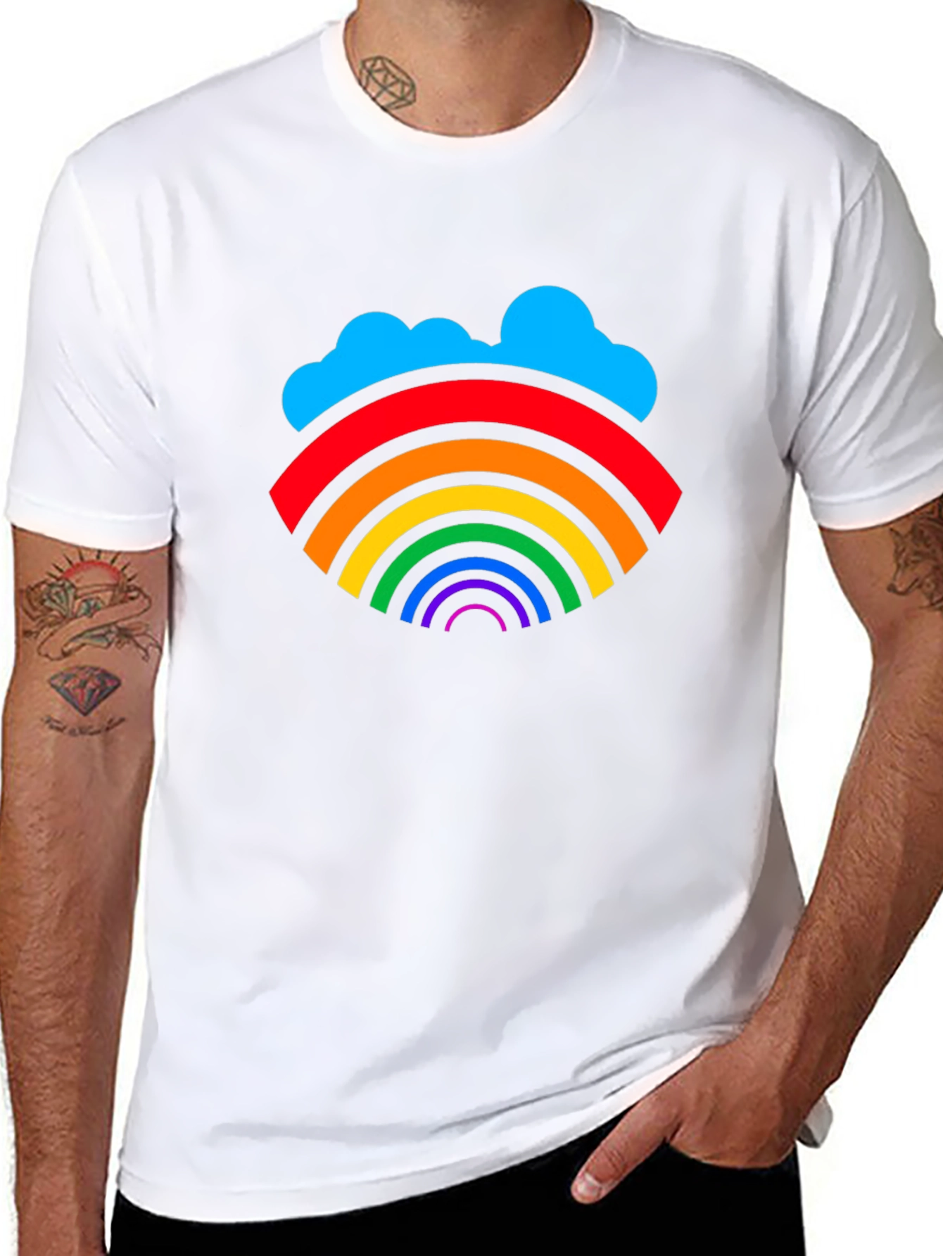 Rainbow Cloud Graphic T-Shirt - Stylish & Unique