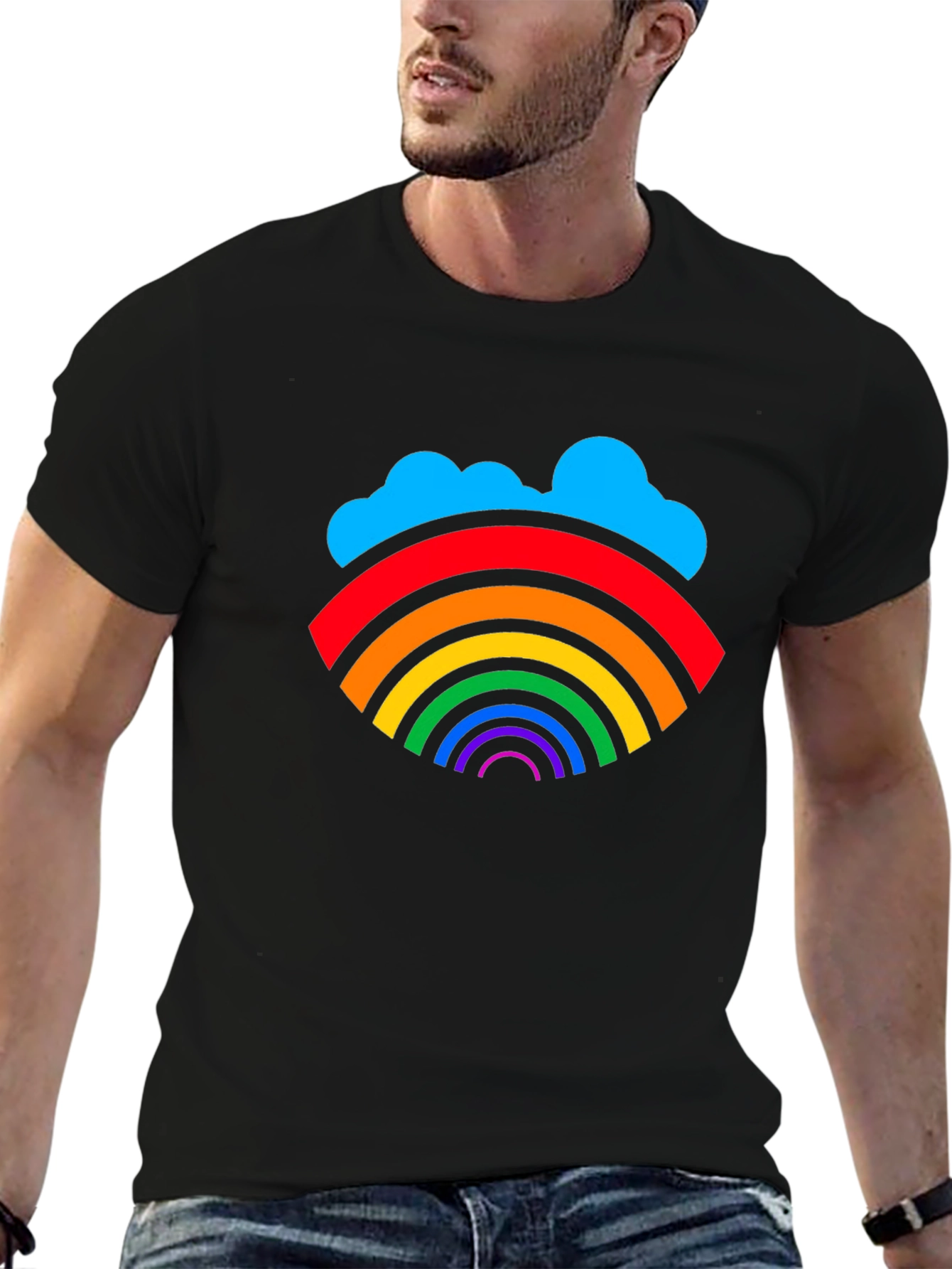 Rainbow Cloud Graphic T-Shirt - Stylish & Unique