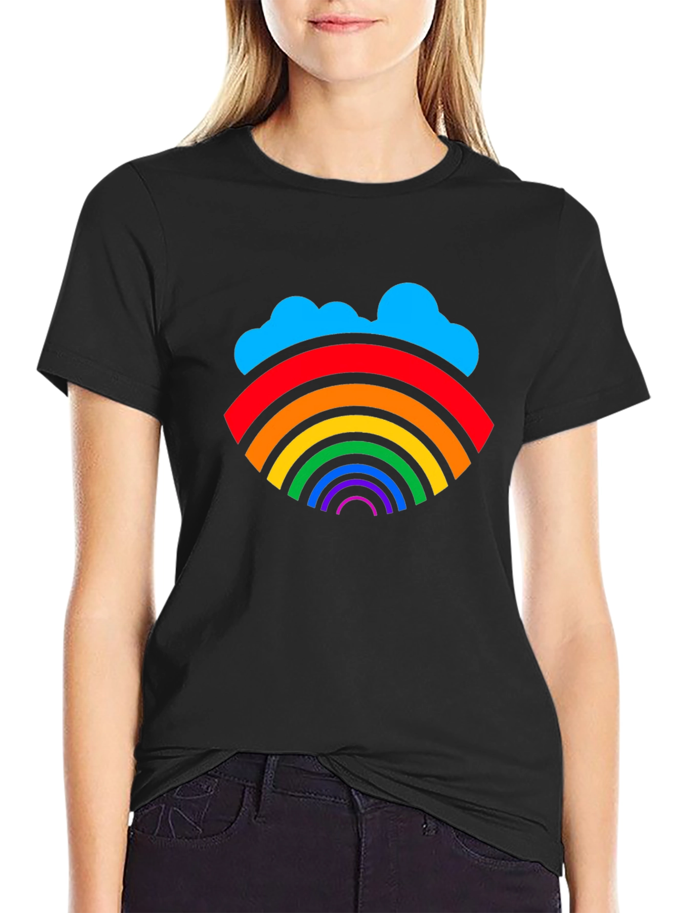 Rainbow Cloud Graphic T-Shirt - Stylish & Unique