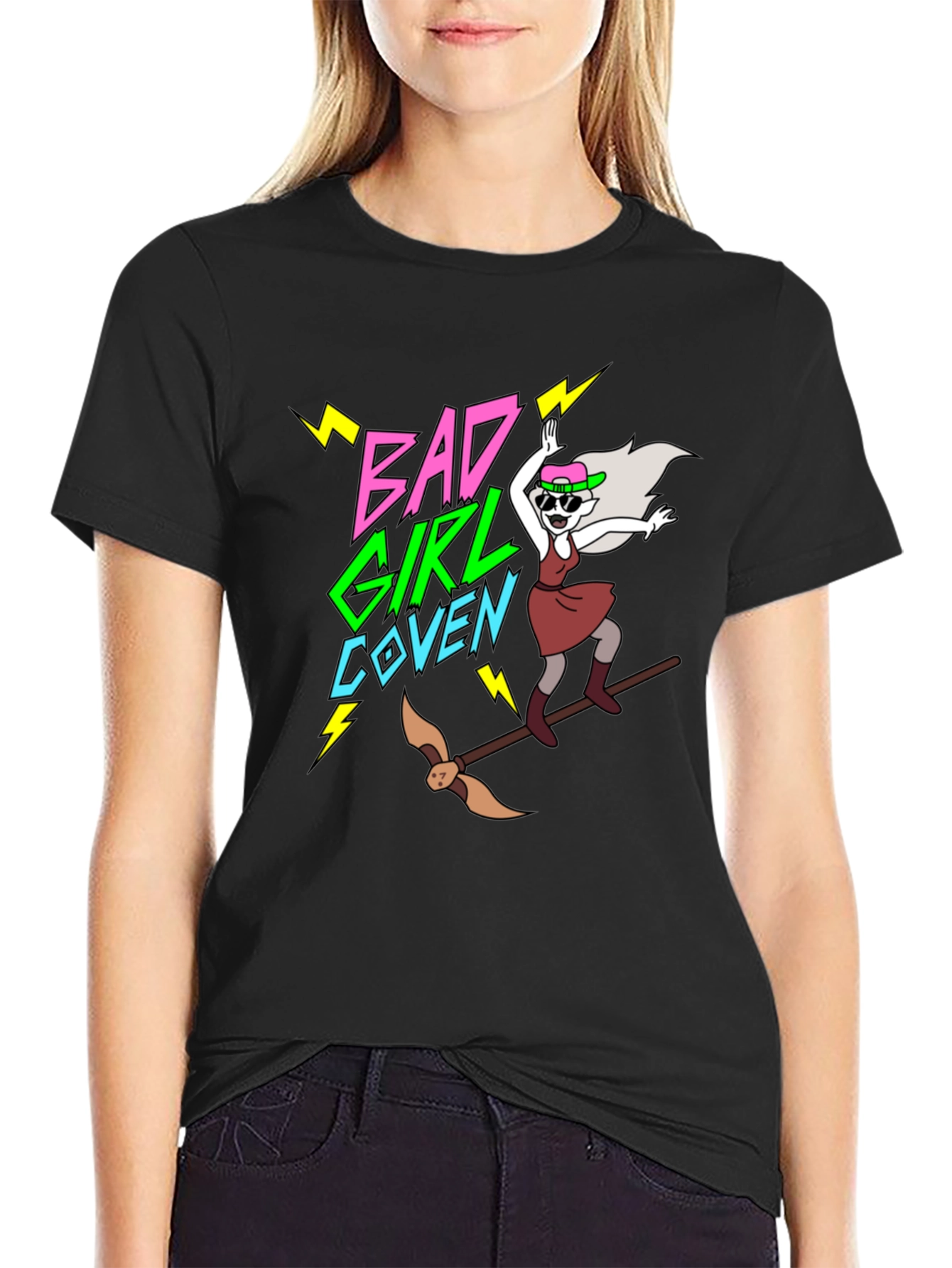 Bad Girl Coven Graphic T-Shirt - Unique Cartoon Design