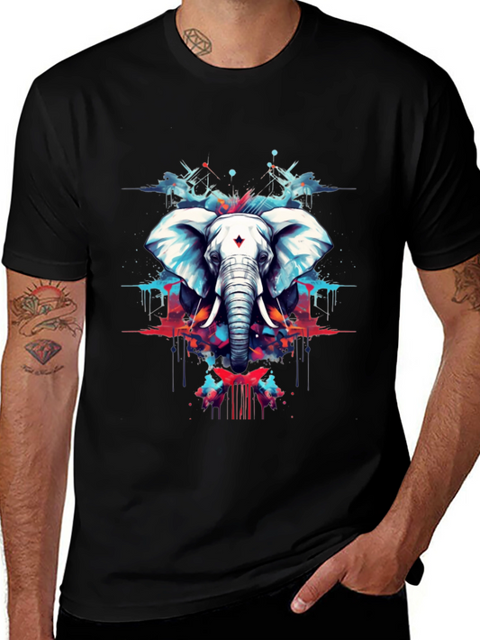 Elephant Art Black Tee - Stylish Graphic Print