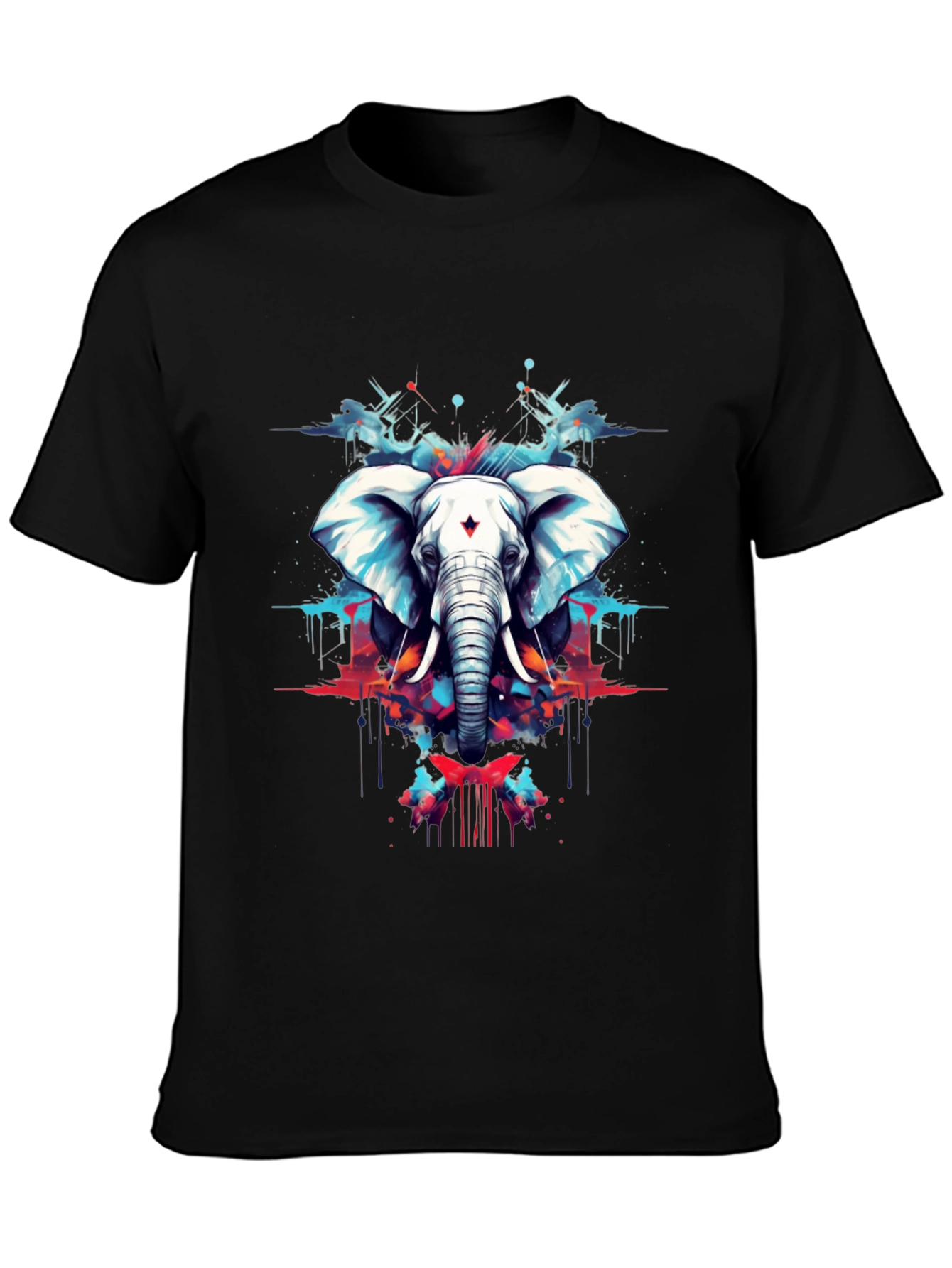 Elephant Art Black Tee - Stylish Graphic Print