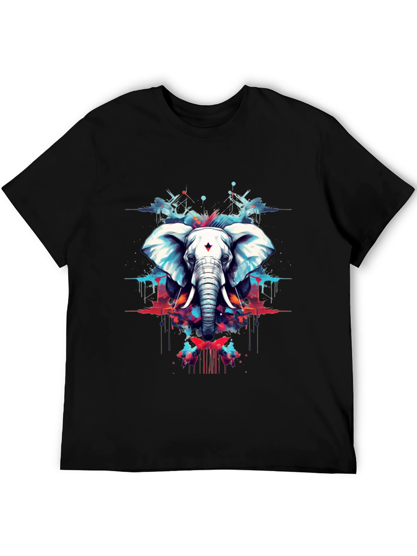 Elephant Art Black Tee - Stylish Graphic Print