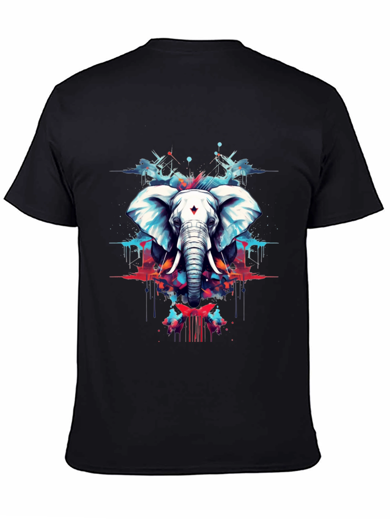 Elephant Art Black Tee - Stylish Graphic Print