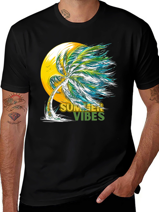 Summer Vibes Graphic Tee - Tropical Palm Tree Design