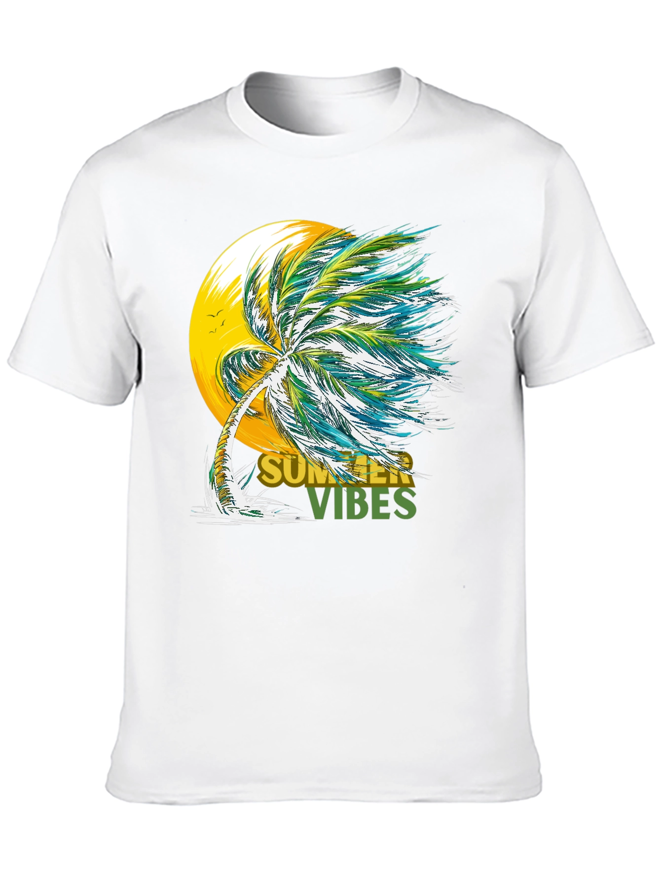 Summer Vibes Graphic Tee - Tropical Palm Tree Design