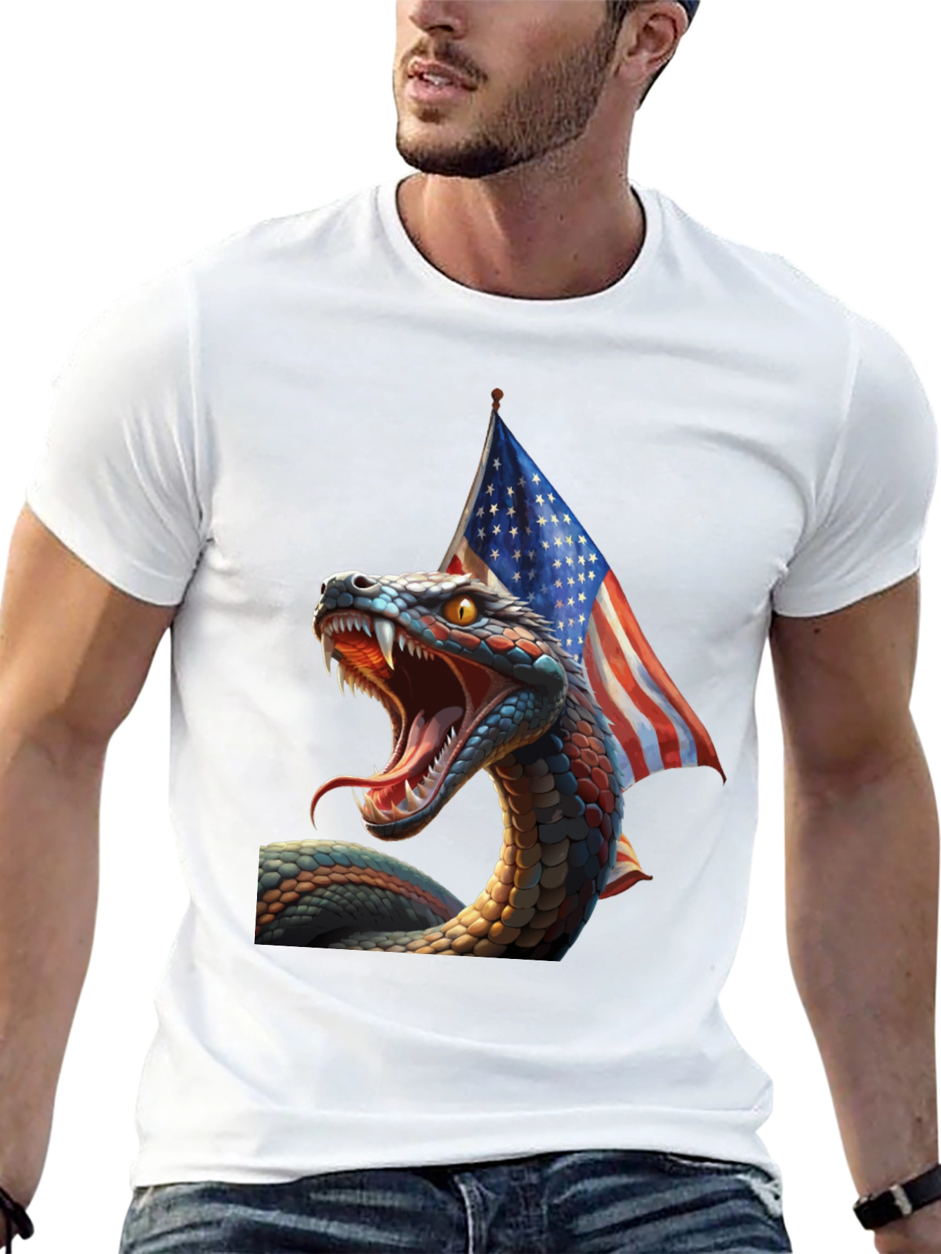 Patriotic Snake Graphic T-Shirt