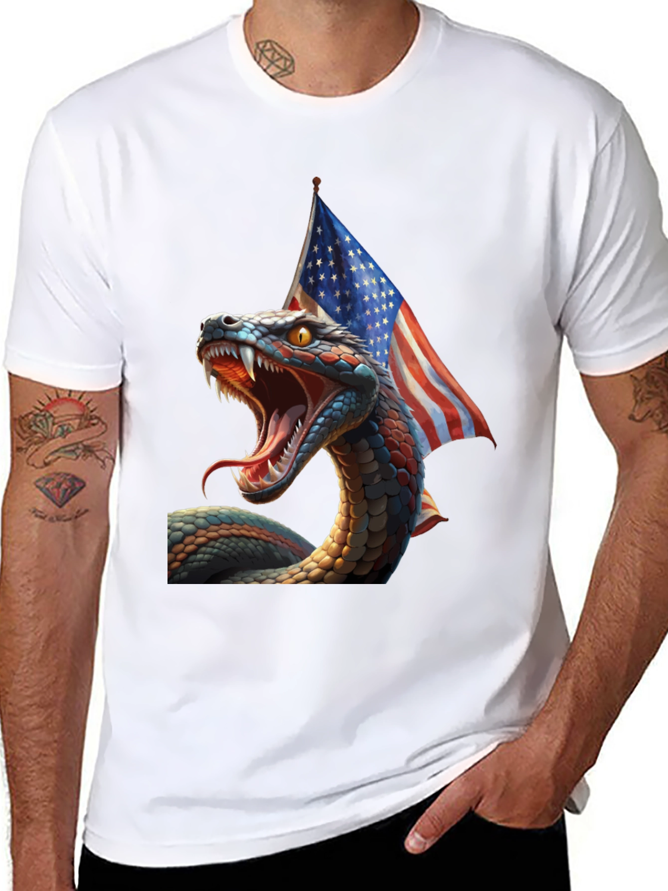 Patriotic Snake Graphic T-Shirt